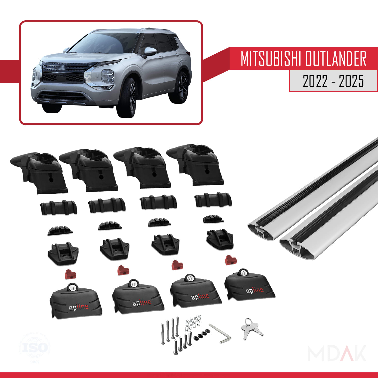 Mitsubishi Outlander 2022-2025 Arası ile Uyumlu ACE-2 Ara Atkı Tavan Barı Gri 2 Adet - Görsel 5