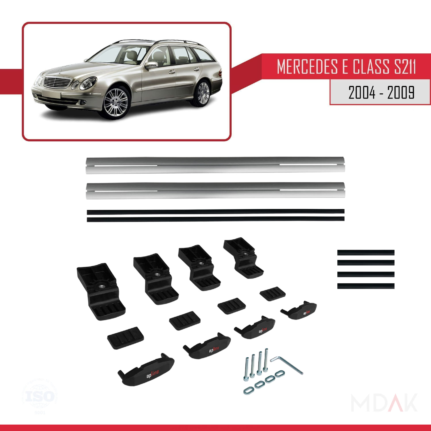 Mercedes E Class 3 (S211) 2004-2009 Arası ile Uyumlu BASIC Model Ara Atkı Tavan Barı Gri 2 Adet - Görsel 6