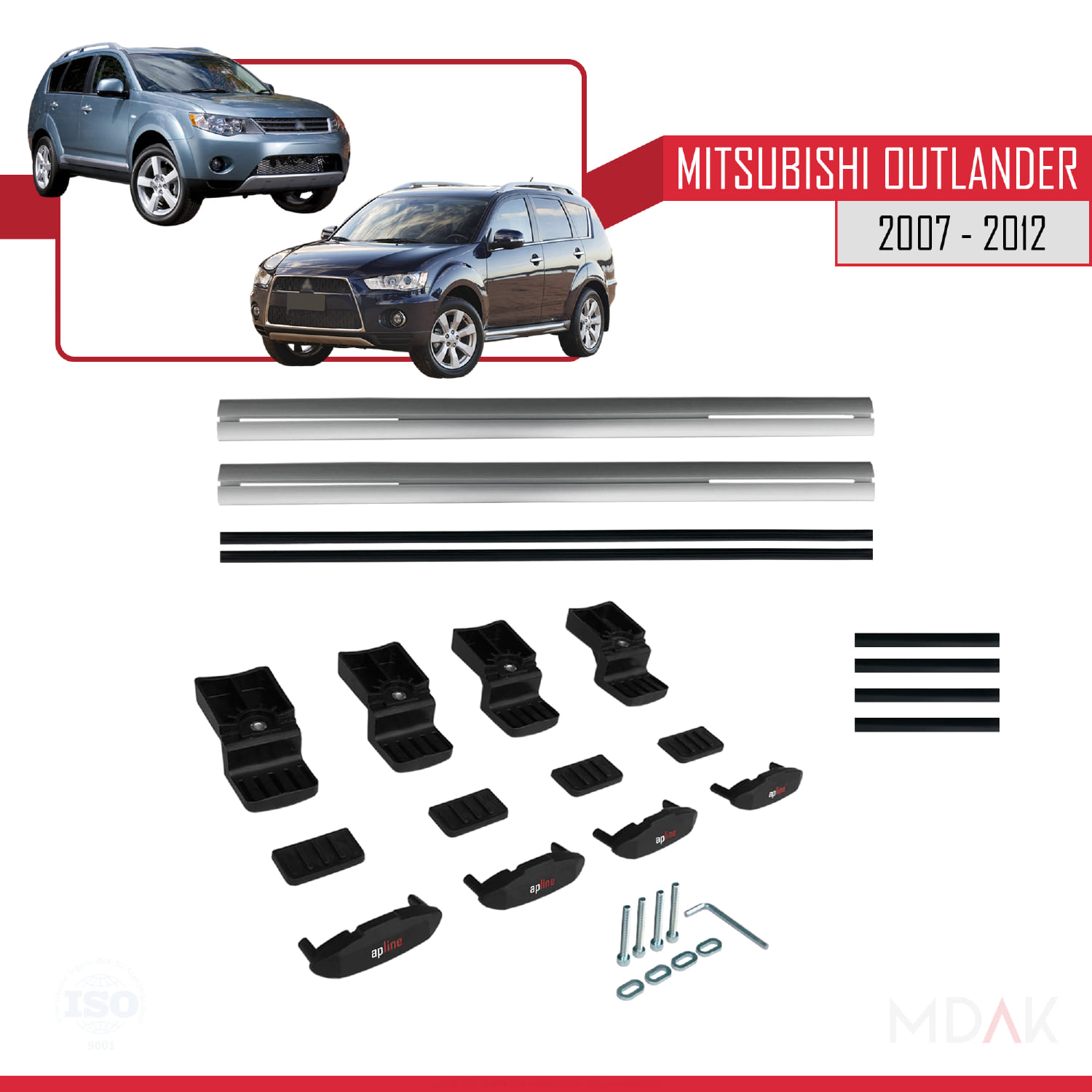 Mitsubishi Outlander 2 2007-2012 Arası ile Uyumlu BASIC Model Ara Atkı Tavan Barı Gri 2 Adet - Görsel 6