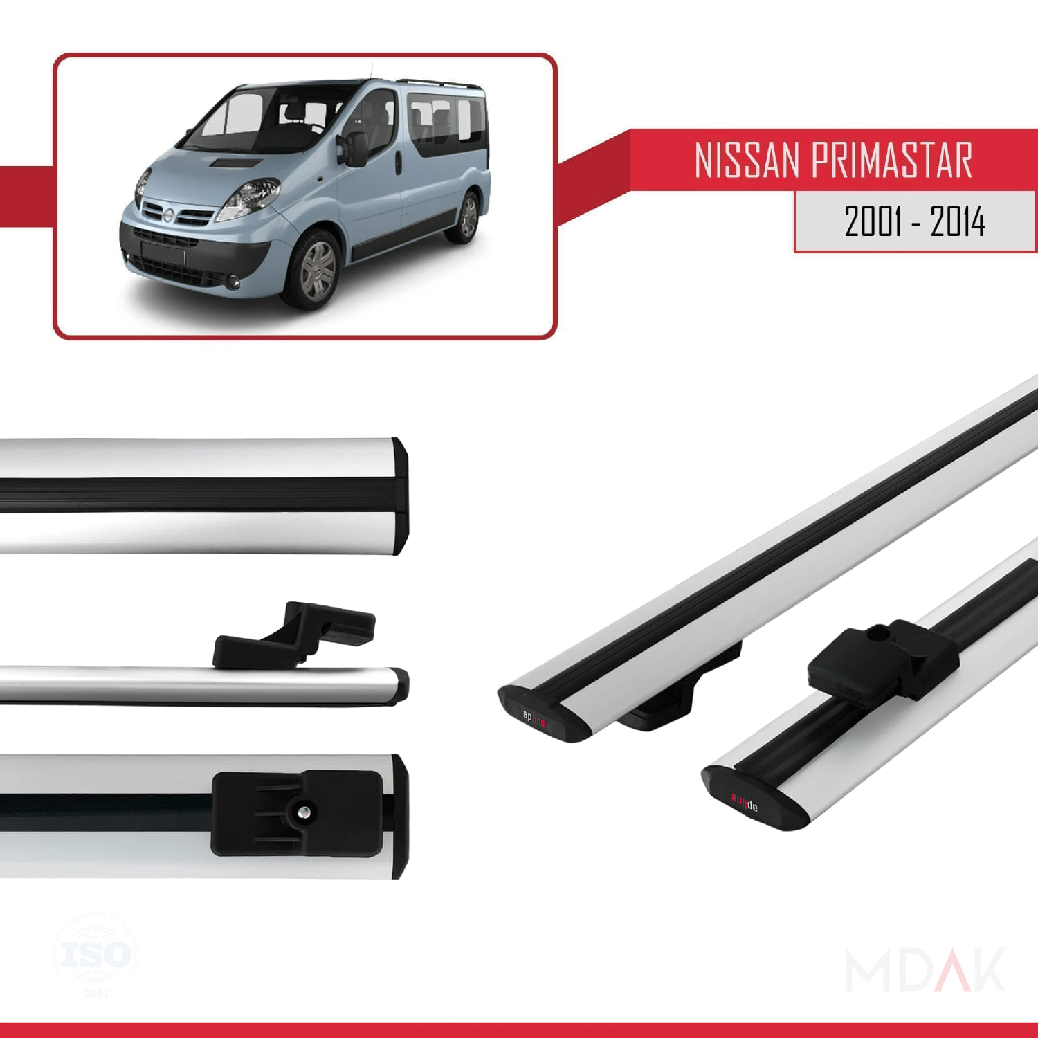 Nissan Primastar 2001-2014 Arası ile Uyumlu BASIC Model Ara Atkı Tavan Barı Gri 2 Adet - Görsel 3