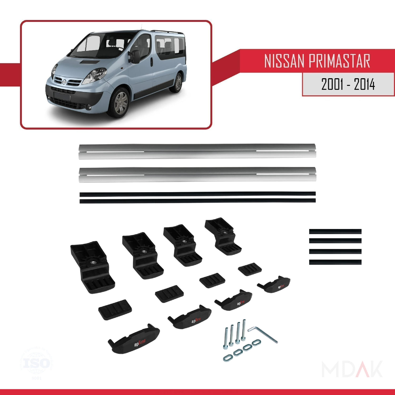 Nissan Primastar 2001-2014 Arası ile Uyumlu BASIC Model Ara Atkı Tavan Barı Gri 2 Adet - Görsel 6