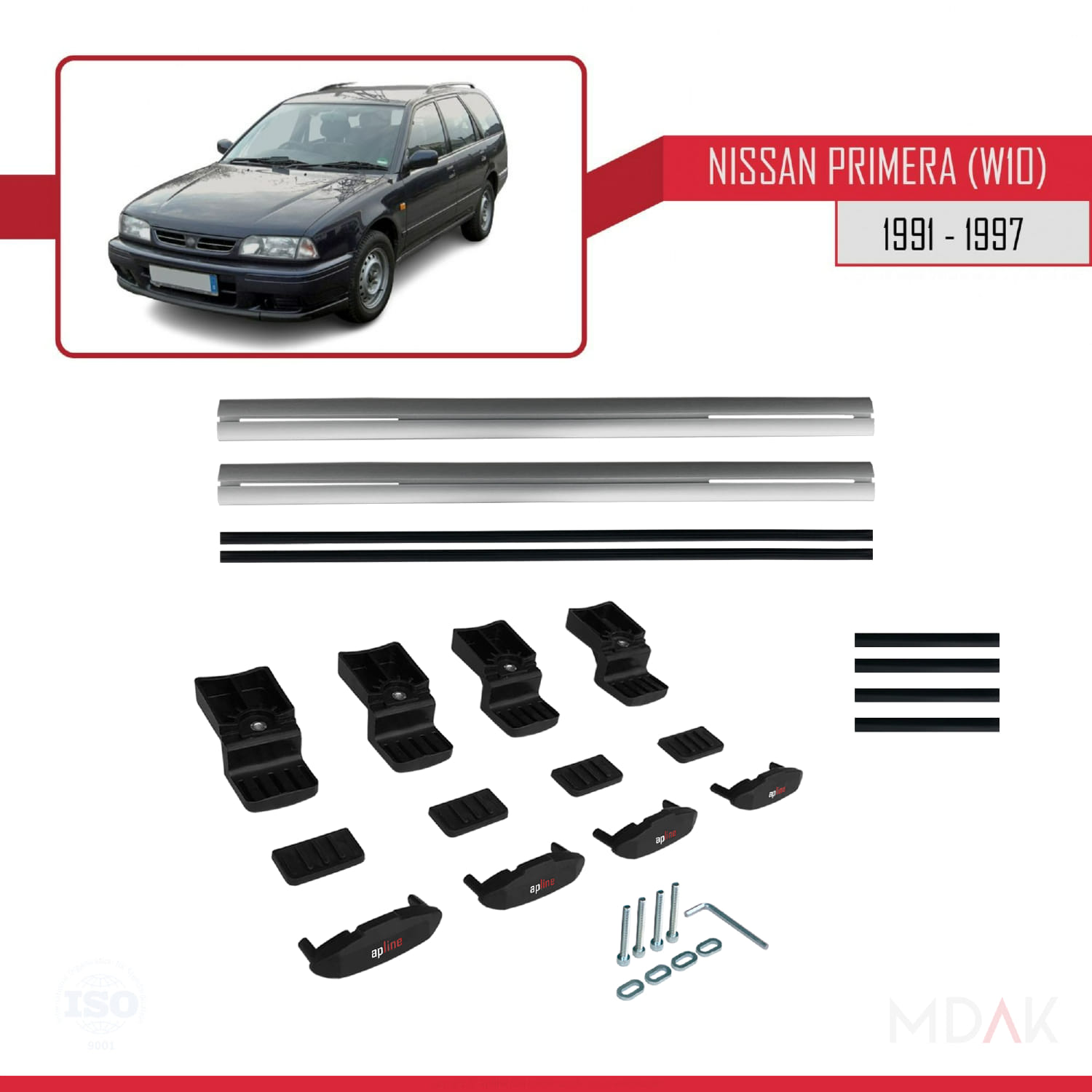 Nissan Primera (W10) Traveller 1991-1997 Arası ile Uyumlu BASIC Model Ara Atkı Tavan Barı Gri 2 Adet - Görsel 6