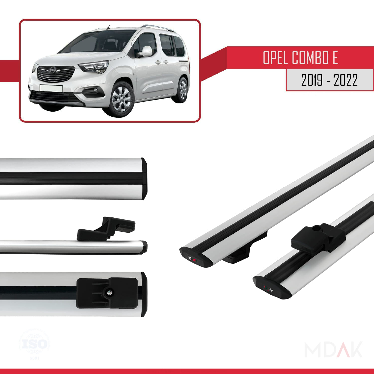 Opel Combo E Life 2019-2022 Arası ile Uyumlu BASIC Model Ara Atkı Tavan Barı Gri 2 Adet - Görsel 3