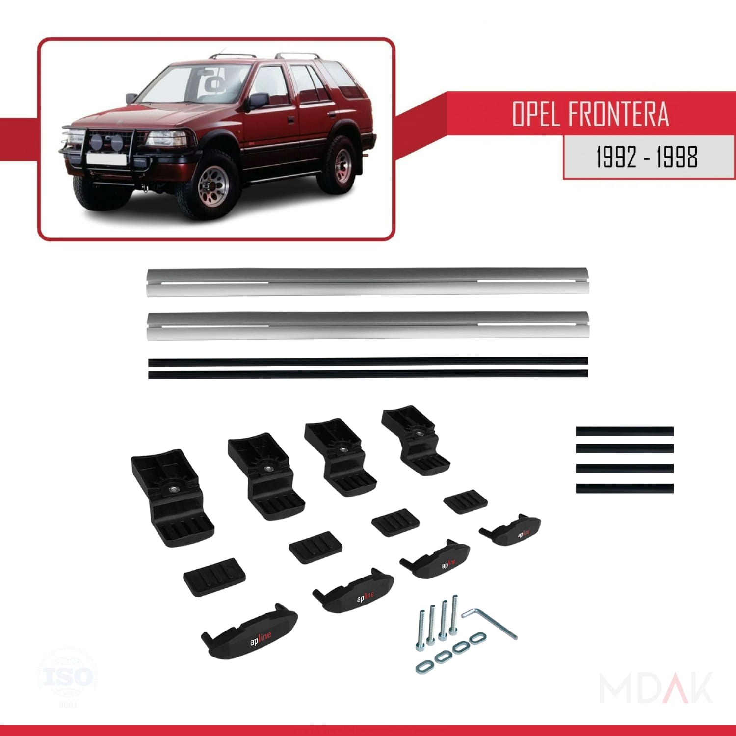 Opel Frontera 1992-1998 Arası ile Uyumlu BASIC Model Ara Atkı Tavan Barı Gri 2 Adet - Görsel 6