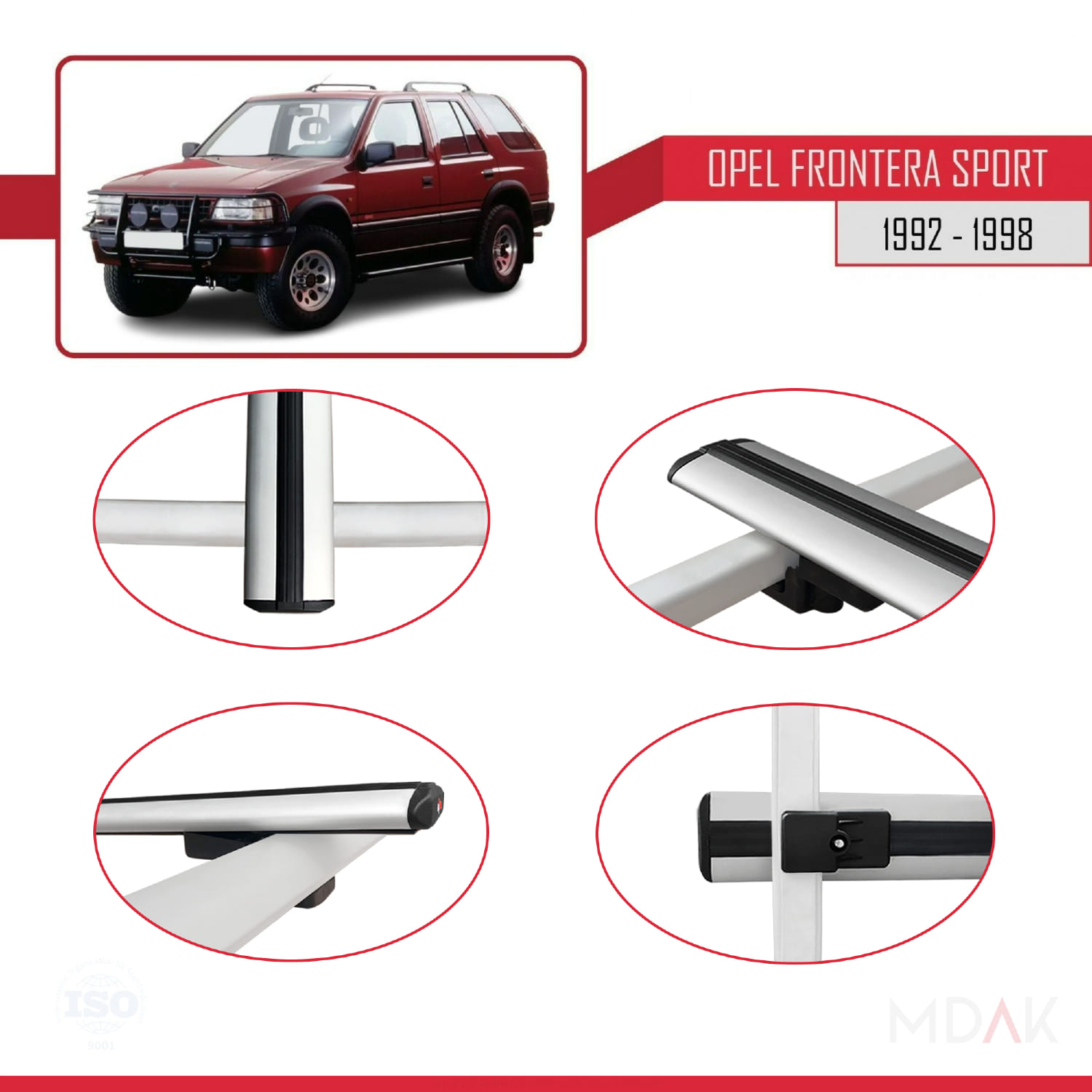 Opel Frontera Sport 1992-1998 Arası ile Uyumlu BASIC Model Ara Atkı Tavan Barı Gri 2 Adet - Görsel 4