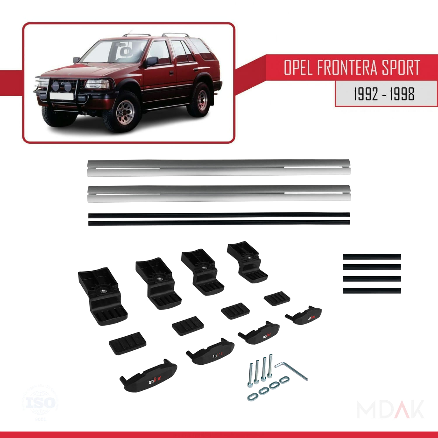 Opel Frontera Sport 1992-1998 Arası ile Uyumlu BASIC Model Ara Atkı Tavan Barı Gri 2 Adet - Görsel 6