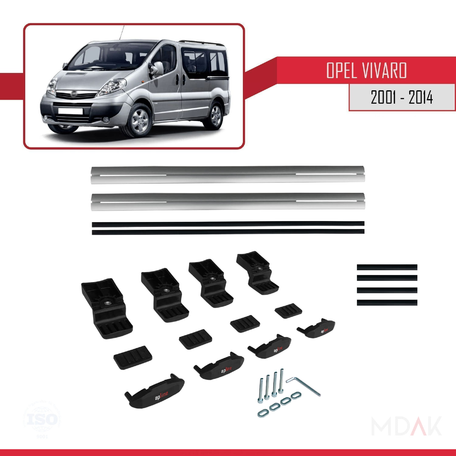 Opel Vivaro A 2001-2014 Arası ile Uyumlu BASIC Model Ara Atkı Tavan Barı Gri 2 Adet - Görsel 6