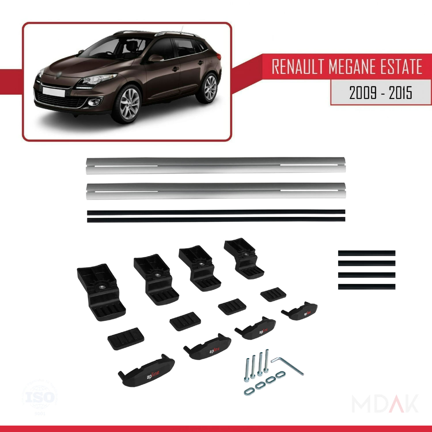 Renault Megane 3 ST 2009-2015 Arası ile Uyumlu BASIC Model Ara Atkı Tavan Barı Gri 2 Adet - Görsel 6