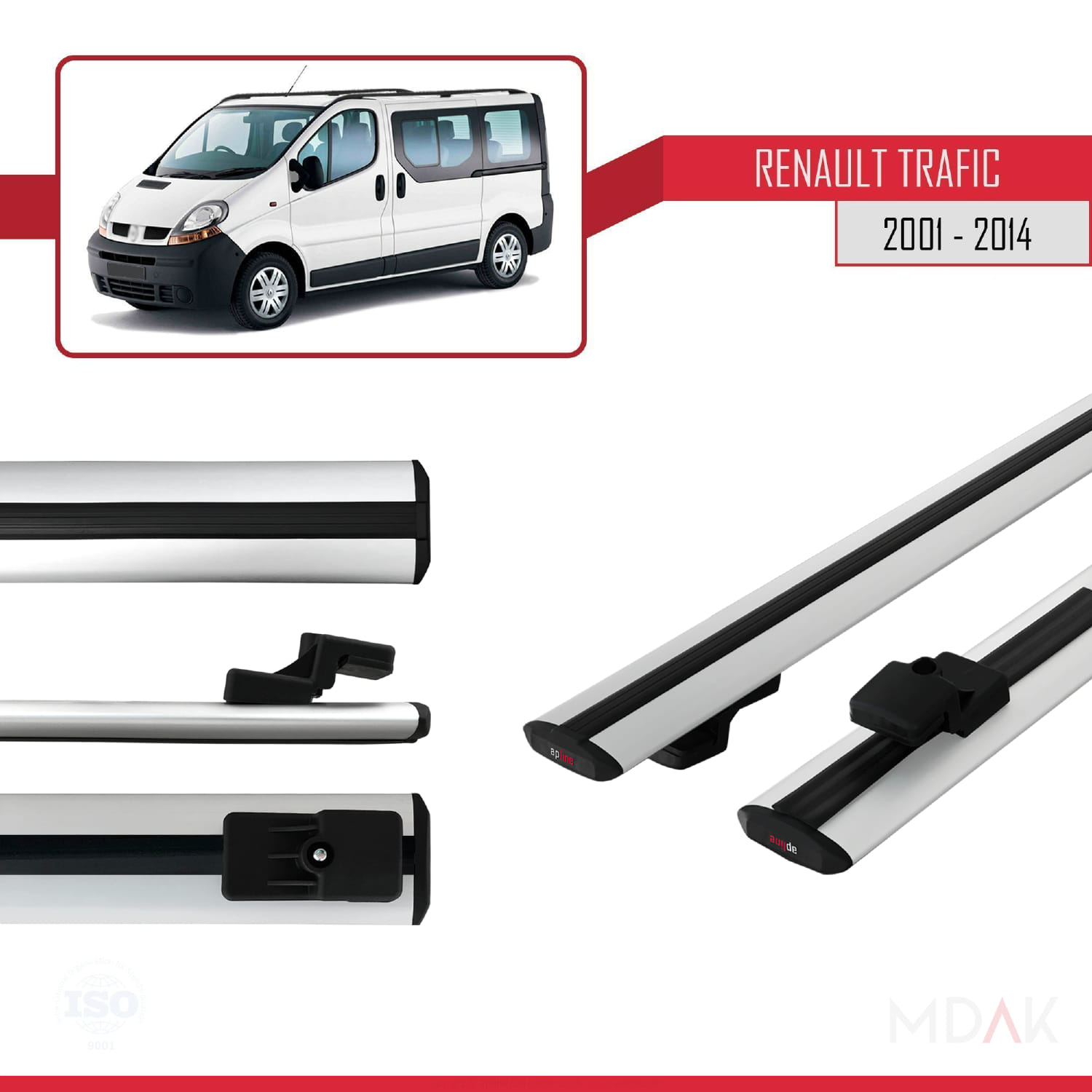 Renault Trafic 2 (X83) 2001-2014 Arası ile Uyumlu BASIC Model Ara Atkı Tavan Barı Gri 2 Adet - Görsel 3