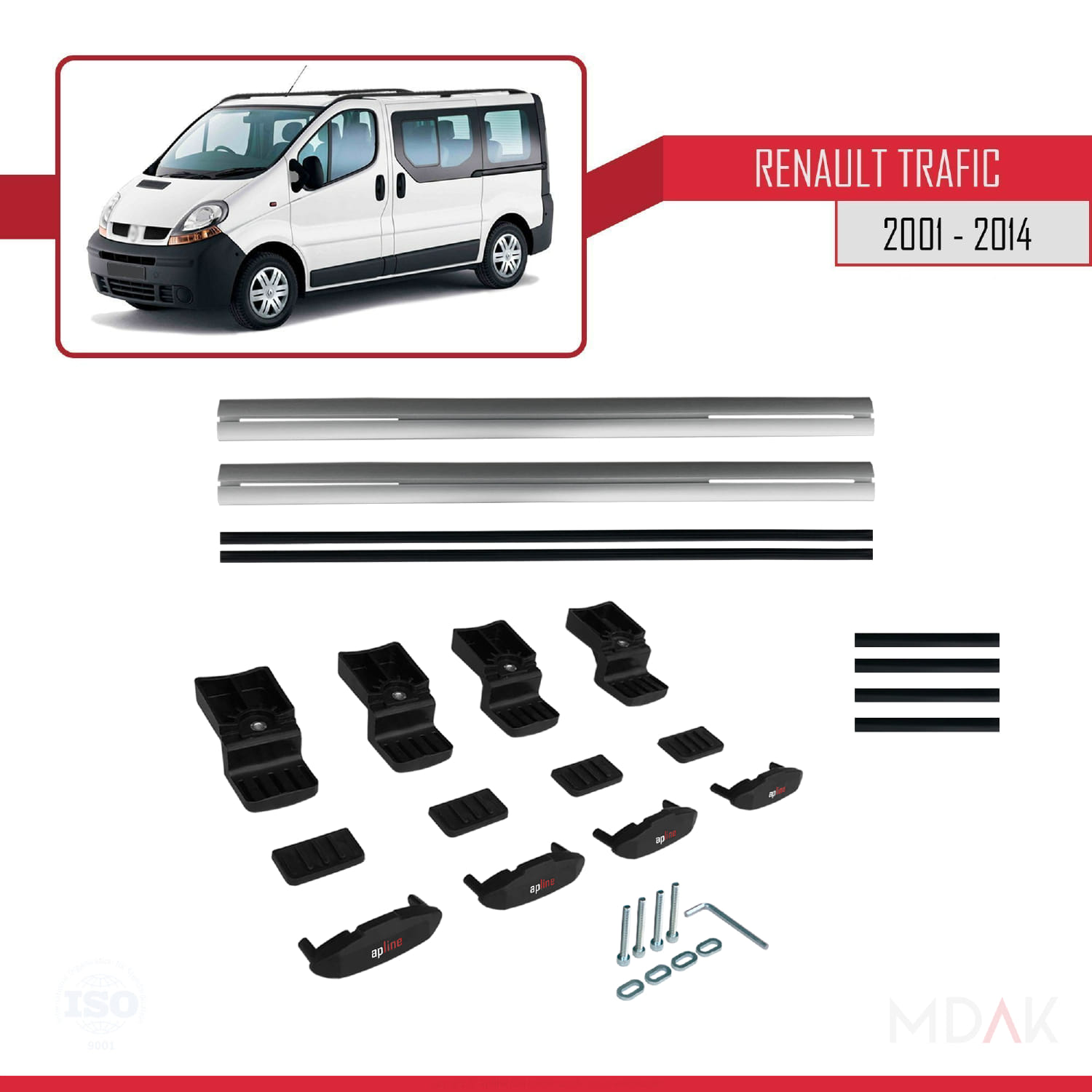 Renault Trafic 2 (X83) 2001-2014 Arası ile Uyumlu BASIC Model Ara Atkı Tavan Barı Gri 2 Adet - Görsel 6