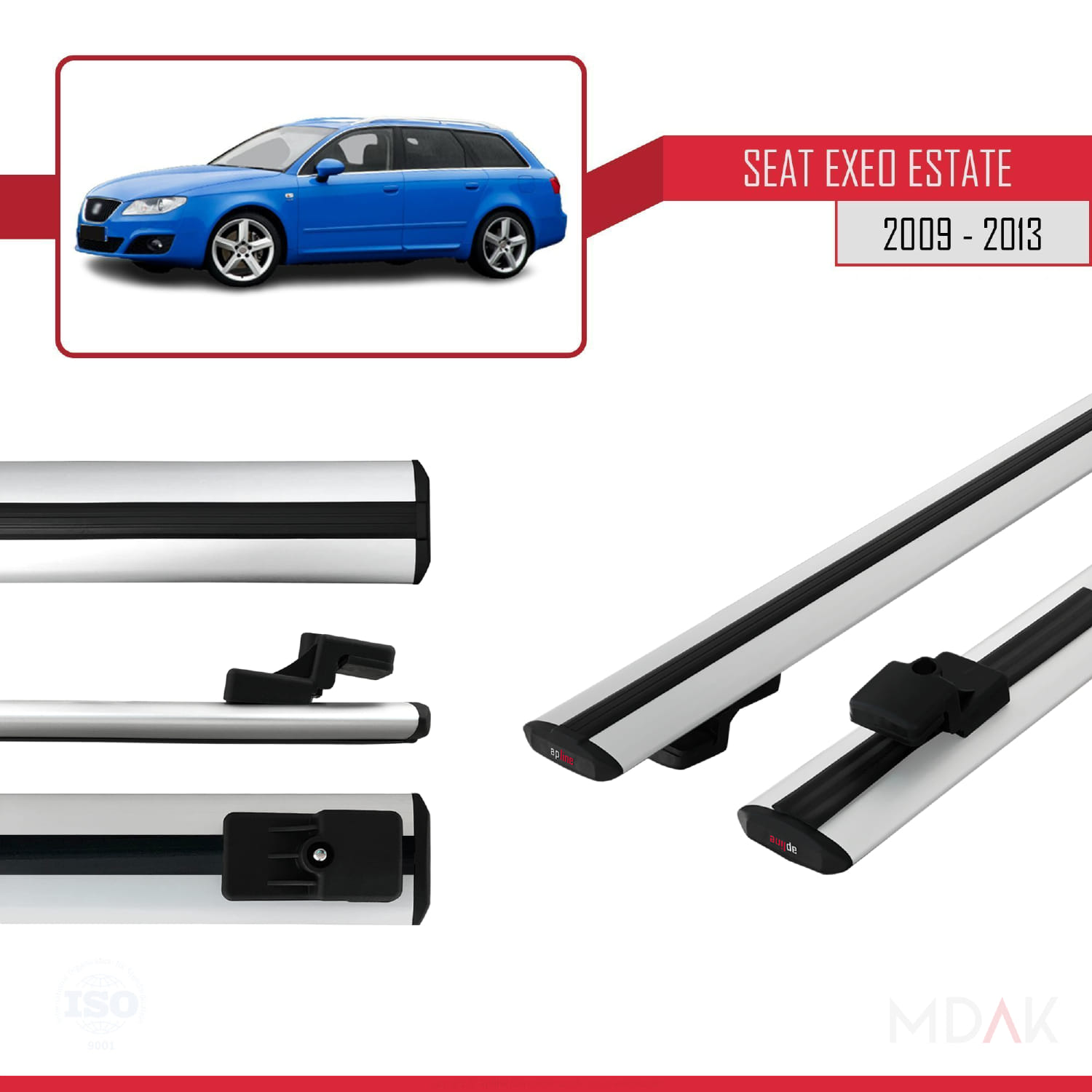 Seat Exeo (3R9) ST 2009-2013 Arası ile Uyumlu BASIC Model Ara Atkı Tavan Barı Gri 2 Adet - Görsel 3