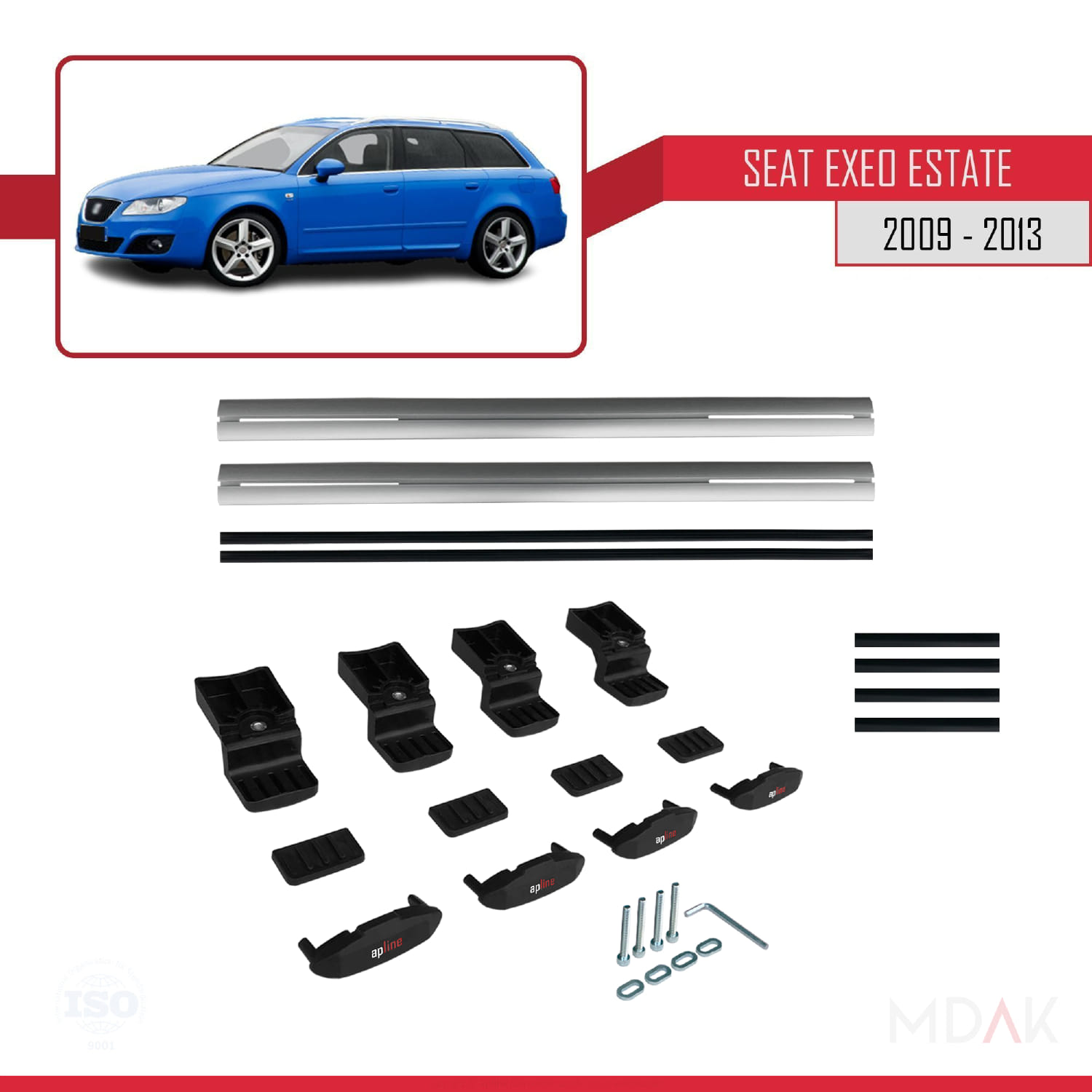 Seat Exeo (3R9) ST 2009-2013 Arası ile Uyumlu BASIC Model Ara Atkı Tavan Barı Gri 2 Adet - Görsel 6