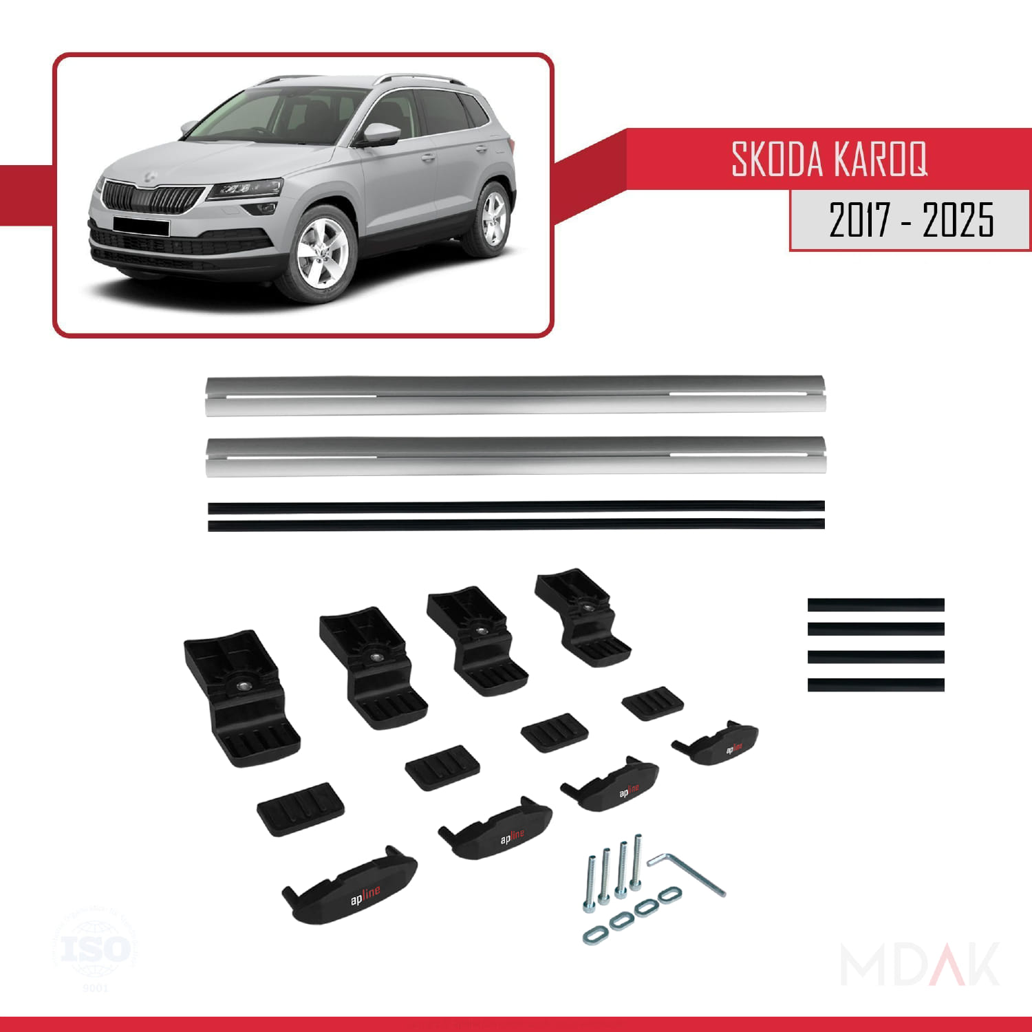 Skoda Karoq 2017 ve Sonrası ile Uyumlu BASIC Model Ara Atkı Tavan Barı Gri 2 Adet - Görsel 6