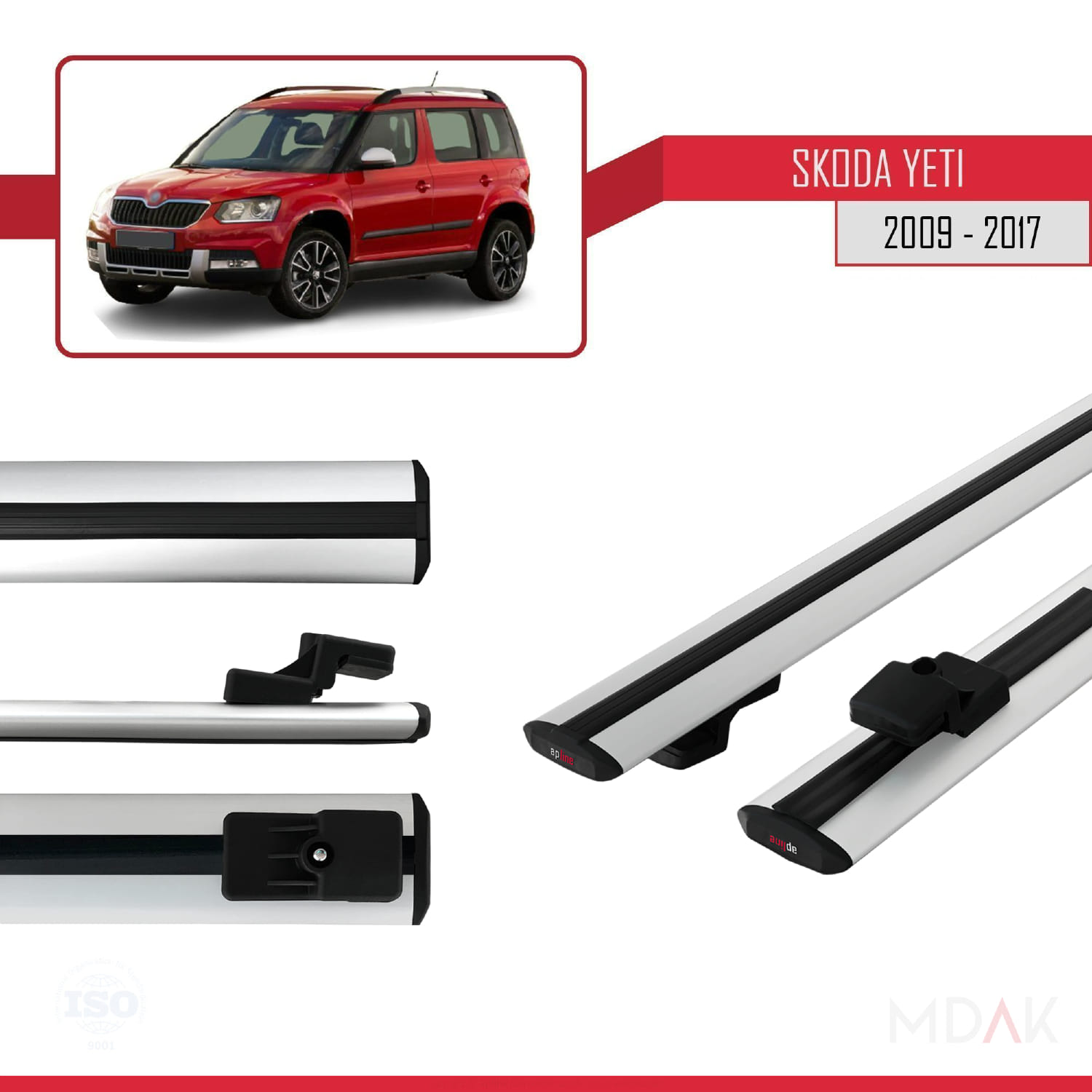 Skoda Yeti 2009-2017 Arası ile Uyumlu BASIC Model Ara Atkı Tavan Barı Gri 2 Adet - Görsel 3