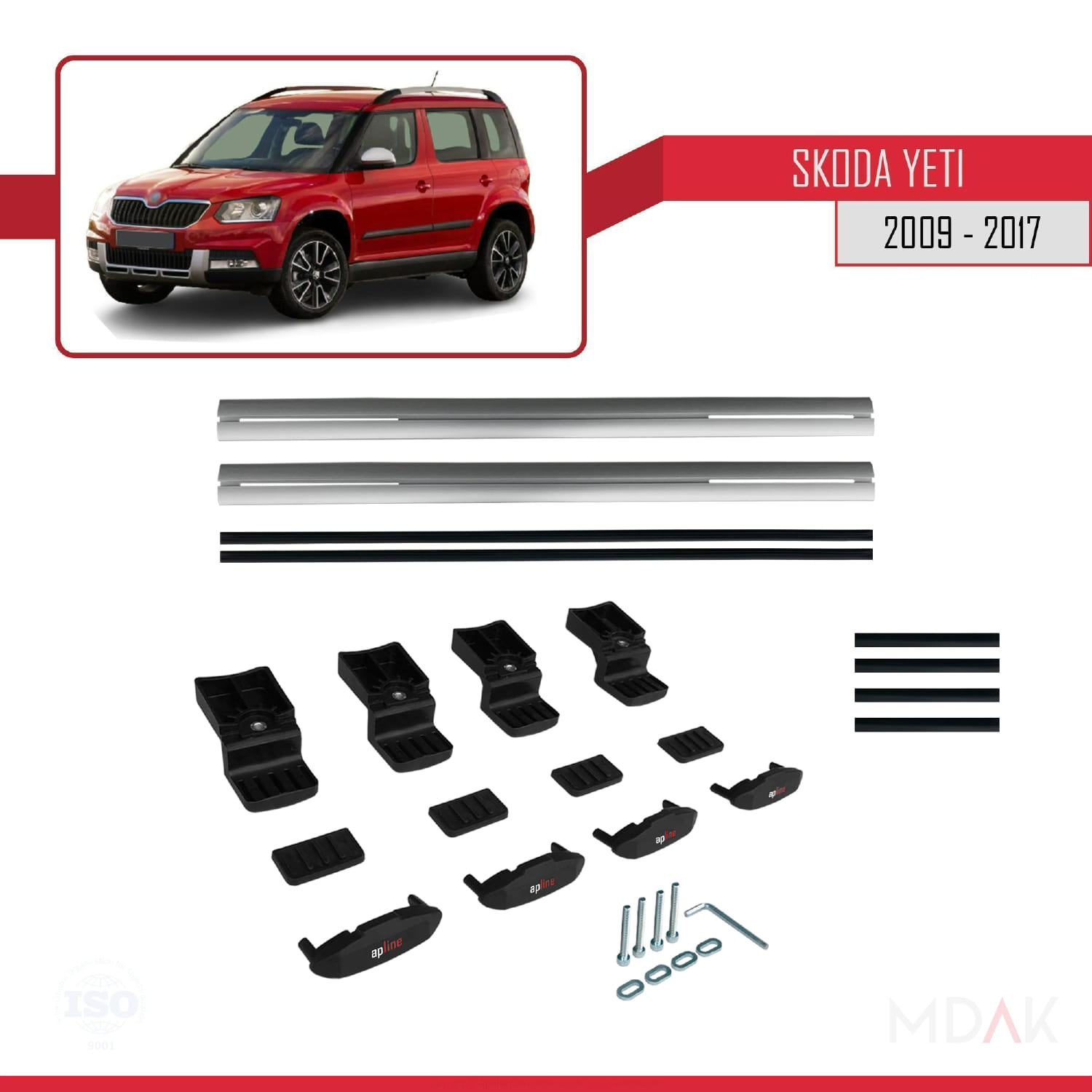 Skoda Yeti 2009-2017 Arası ile Uyumlu BASIC Model Ara Atkı Tavan Barı Gri 2 Adet - Görsel 6