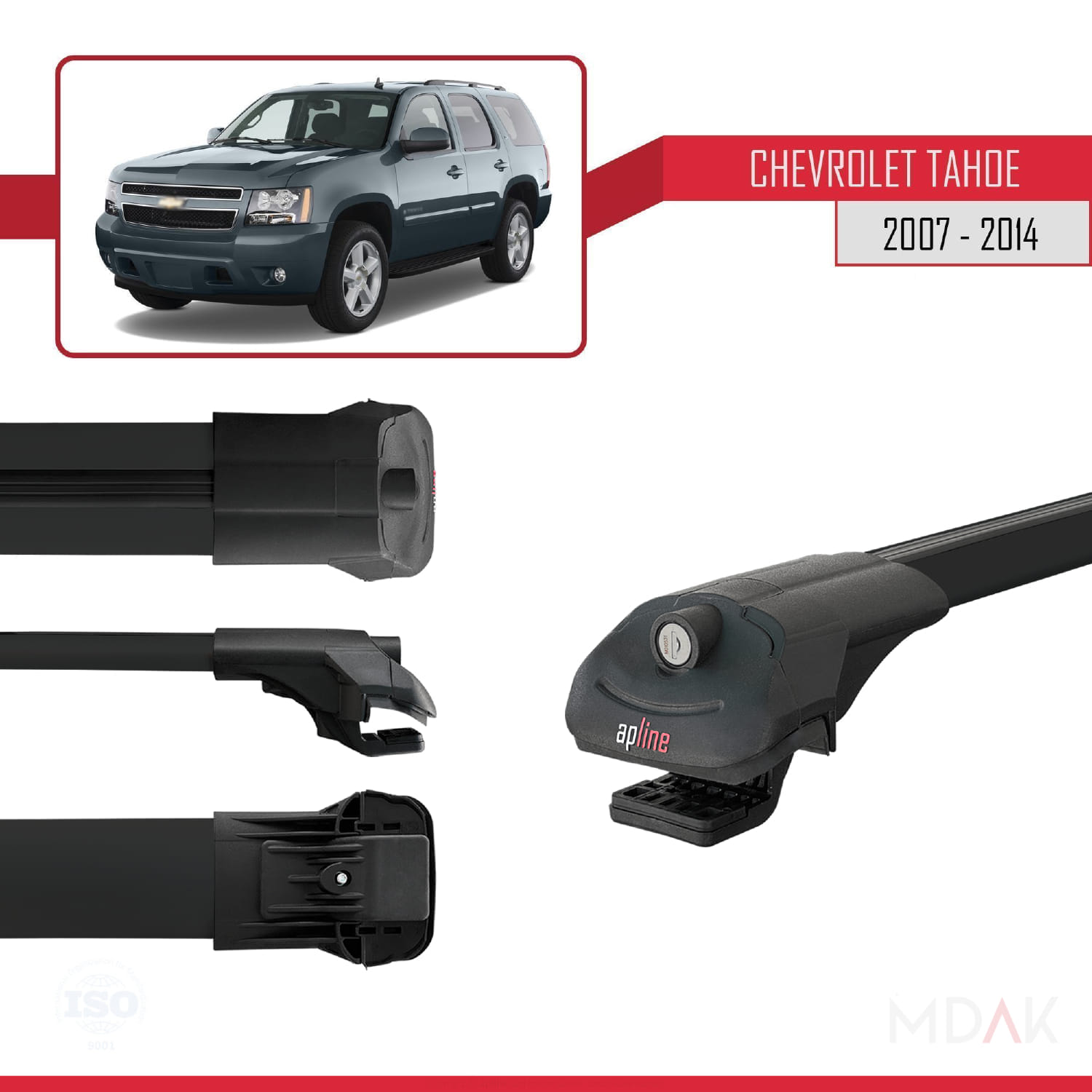 Chevrolet Tahoe 3 2007-2014 Arası ile Uyumlu ACE-1 Ara Atkı Tavan Barı Siyah 3 Adet - Görsel 3