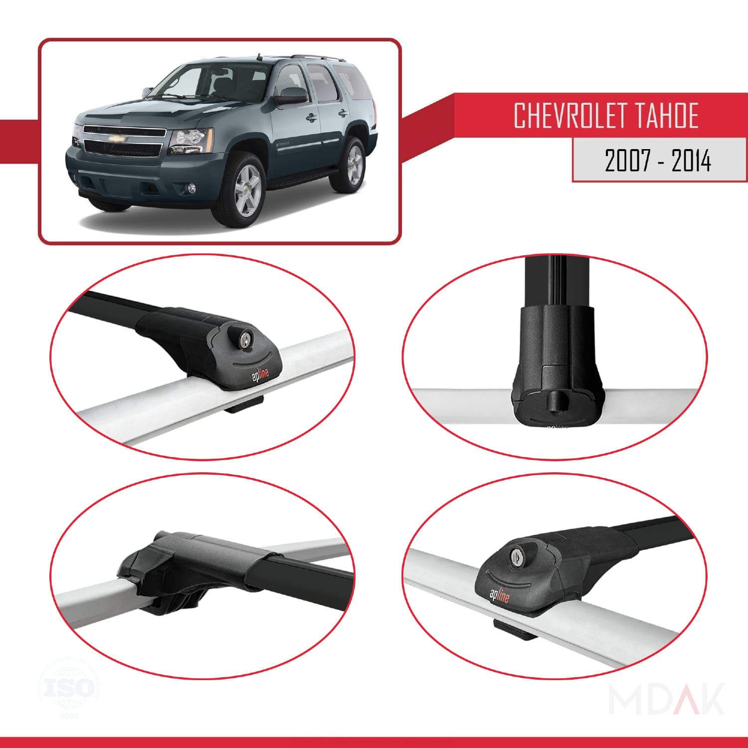 Chevrolet Tahoe 3 2007-2014 Arası ile Uyumlu ACE-1 Ara Atkı Tavan Barı Siyah 3 Adet - Görsel 4