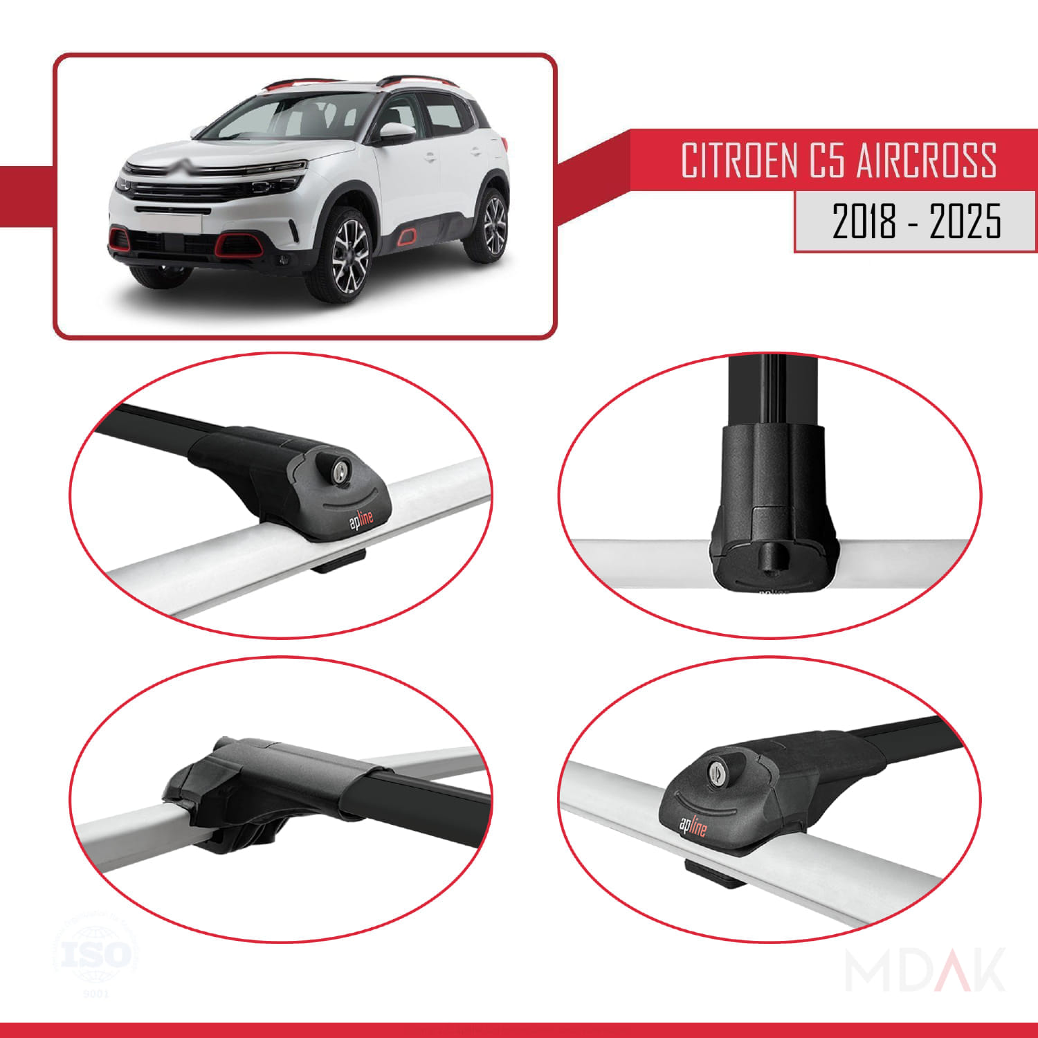 Citroen C5 Aircross 2018 ve Sonrası ile Uyumlu ACE-1 Ara Atkı Tavan Barı Siyah 3 Adet - Görsel 4