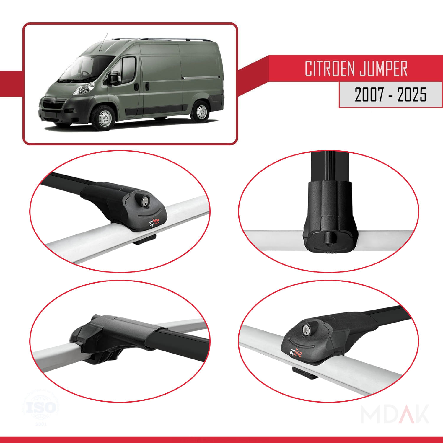 Citroen Jumper 2 2007 ve Sonrası ile Uyumlu ACE-1 Ara Atkı Tavan Barı Siyah 3 Adet - Görsel 4