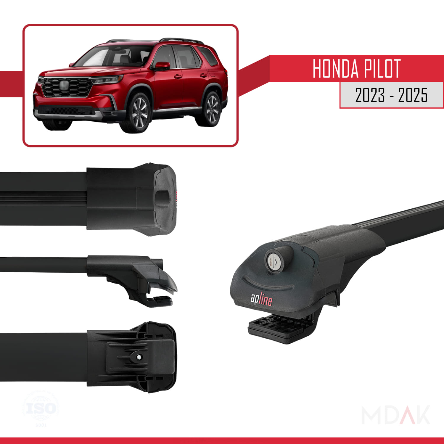 Honda Pilot 2023-2025 Arası ile Uyumlu ACE-1 Ara Atkı Tavan Barı Siyah 3 Adet - Görsel 3