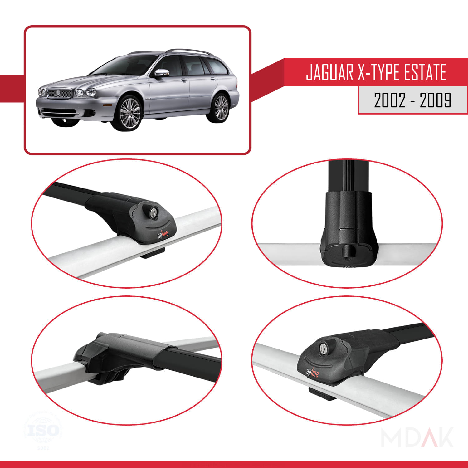 Jaguar X-Type Estate 2002-2009 Arası ile Uyumlu ACE-1 Ara Atkı Tavan Barı Siyah 2 Adet - Görsel 4