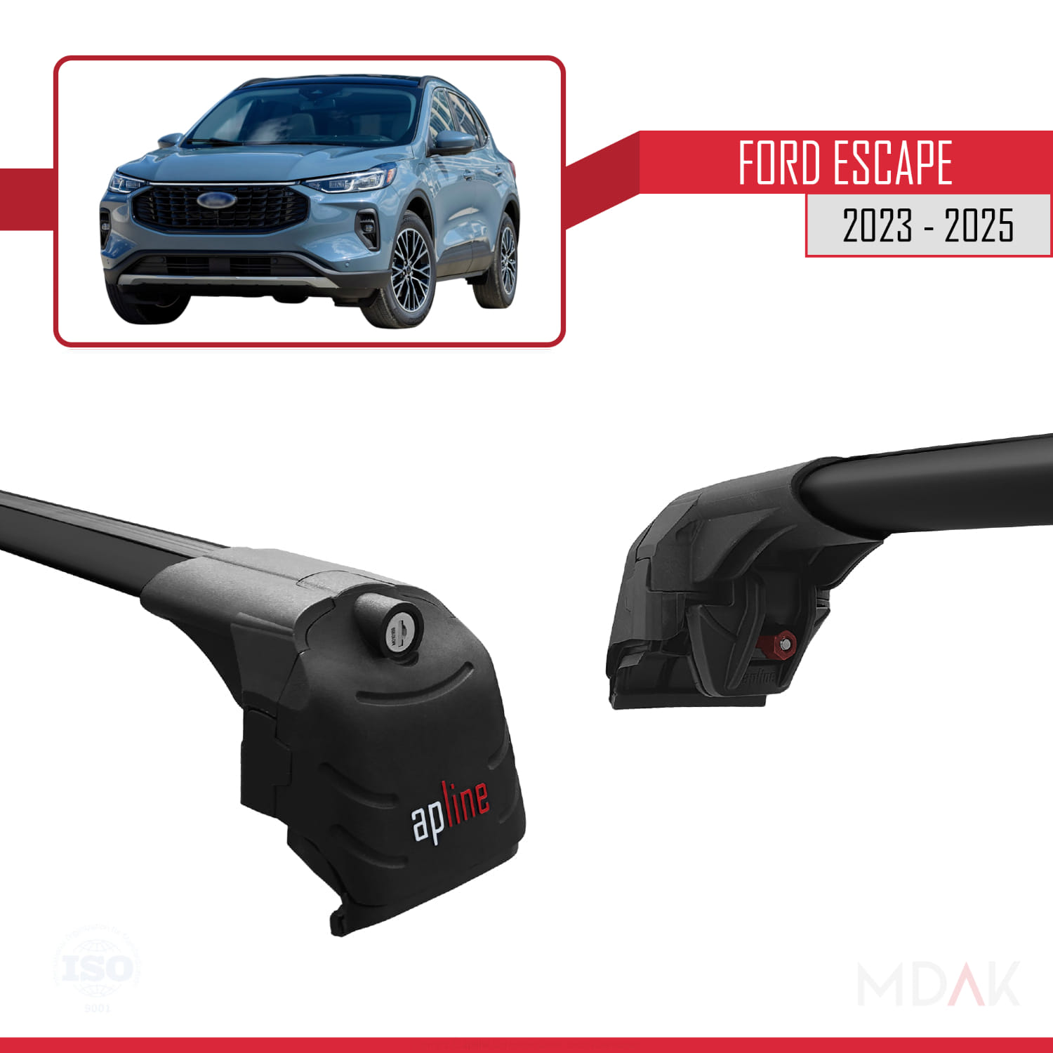 Ford Escape 2023-2025 Arası ile Uyumlu ACE-2 Ara Atkı Tavan Barı Siyah 2 Adet - Görsel 3
