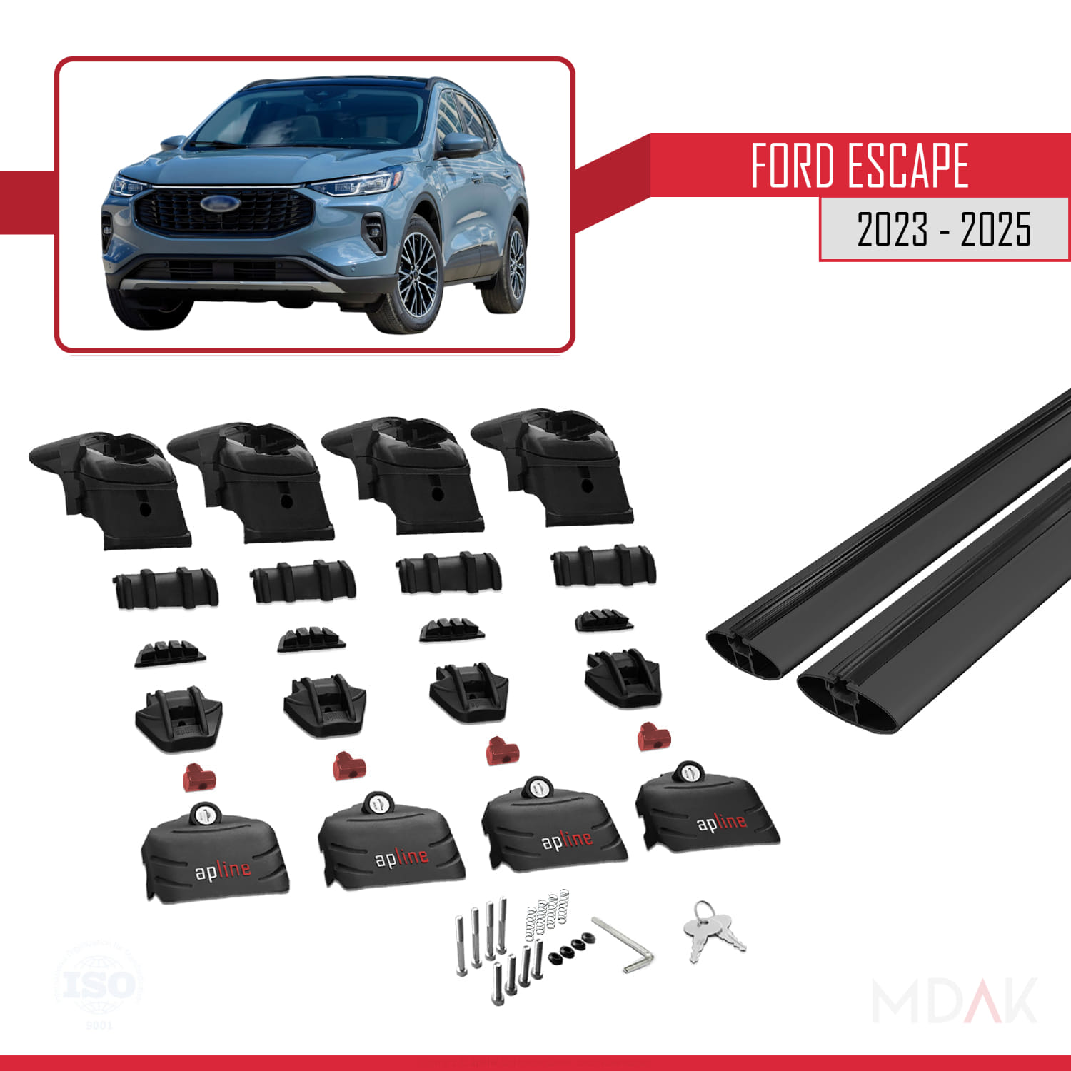 Ford Escape 2023-2025 Arası ile Uyumlu ACE-2 Ara Atkı Tavan Barı Siyah 2 Adet - Görsel 5