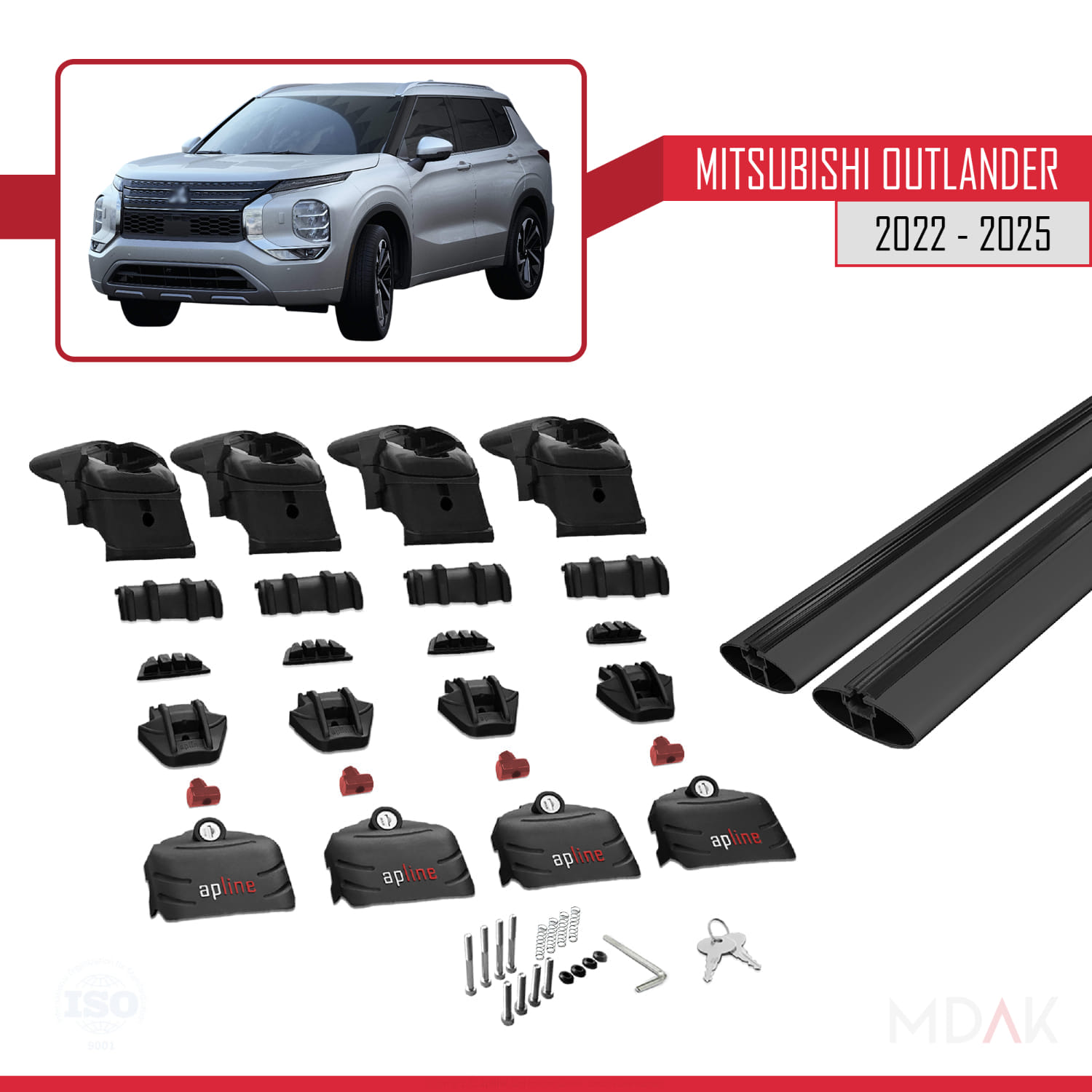 Mitsubishi Outlander 2022-2025 Arası ile Uyumlu ACE-2 Ara Atkı Tavan Barı Siyah 2 Adet - Görsel 5
