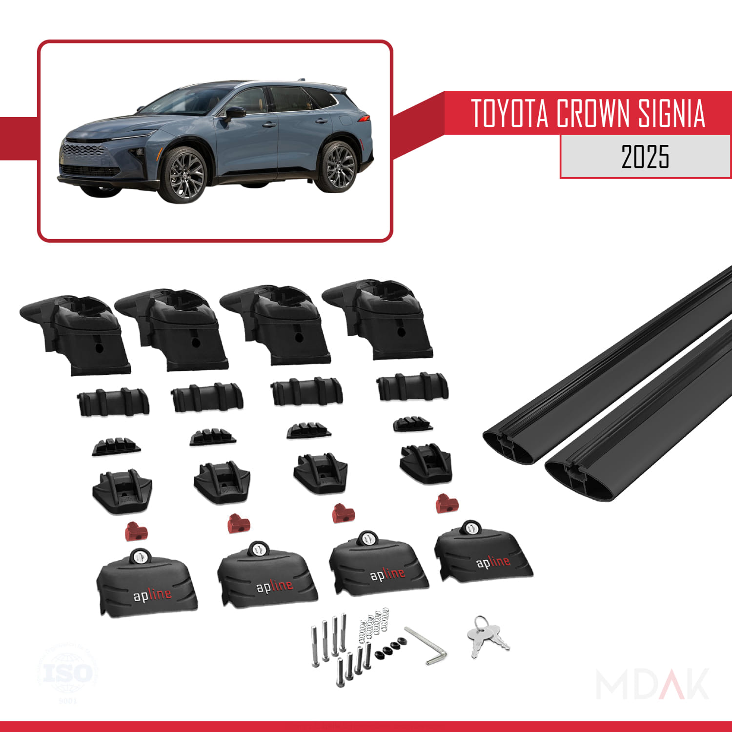 Toyota Crown Signia 2025 ve Sonrası ile Uyumlu ACE-2 Ara Atkı Tavan Barı Siyah 2 Adet - Görsel 5