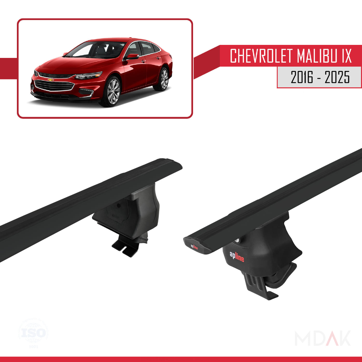 Chevrolet Malibu IX 2016 ve Sonrası ile Uyumlu ACE-4 Ara Atkı Tavan Barı Siyah 2 Adet - Görsel 4