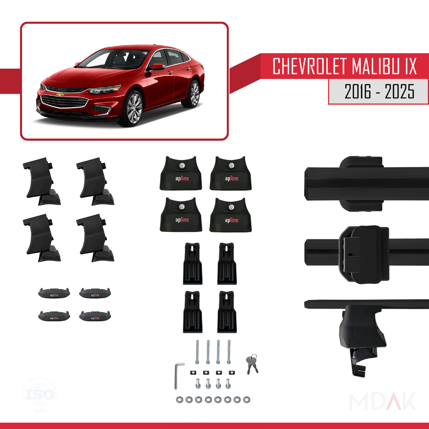 Chevrolet Malibu IX 2016 ve Sonrası ile Uyumlu ACE-4 Ara Atkı Tavan Barı Siyah 2 Adet - Görsel 5