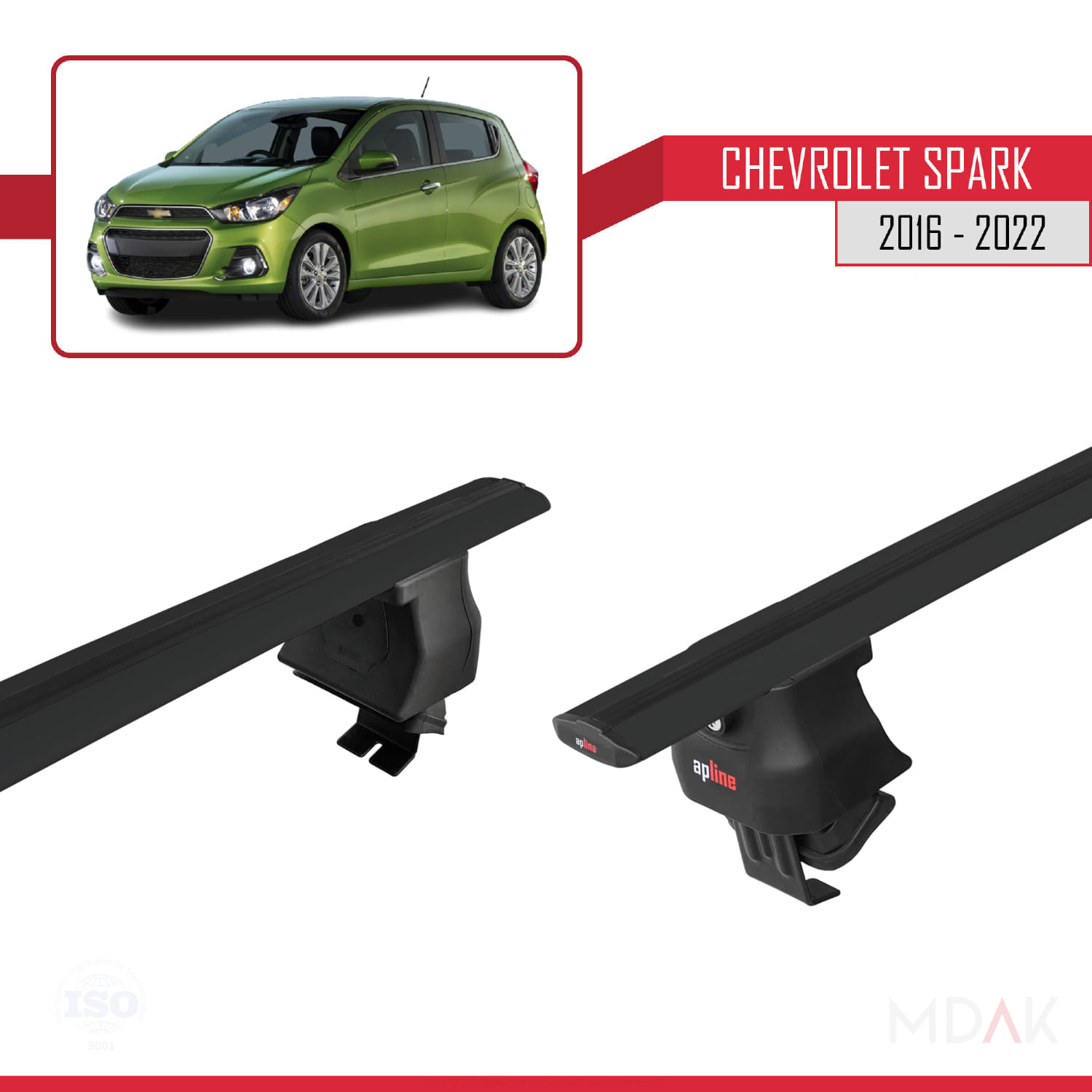 Chevrolet Spark (M400) 2016-2022 Arası ile Uyumlu ACE-4 Ara Atkı Tavan Barı Siyah 2 Adet - Görsel 4