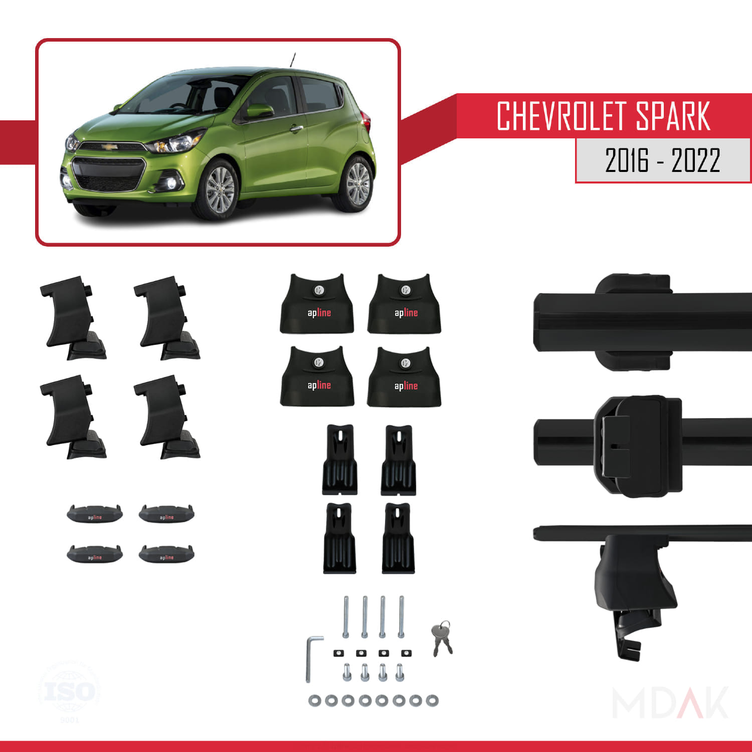 Chevrolet Spark (M400) 2016-2022 Arası ile Uyumlu ACE-4 Ara Atkı Tavan Barı Siyah 2 Adet - Görsel 5