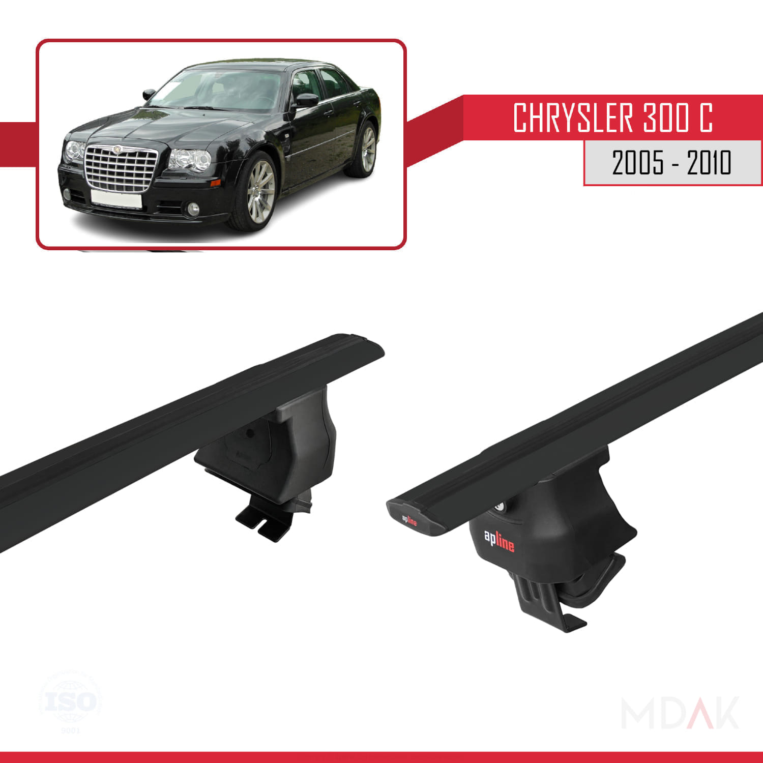 Chrysler 300 C 2005-2010 Arası ile Uyumlu ACE-4 Ara Atkı Tavan Barı Siyah 2 Adet - Görsel 4