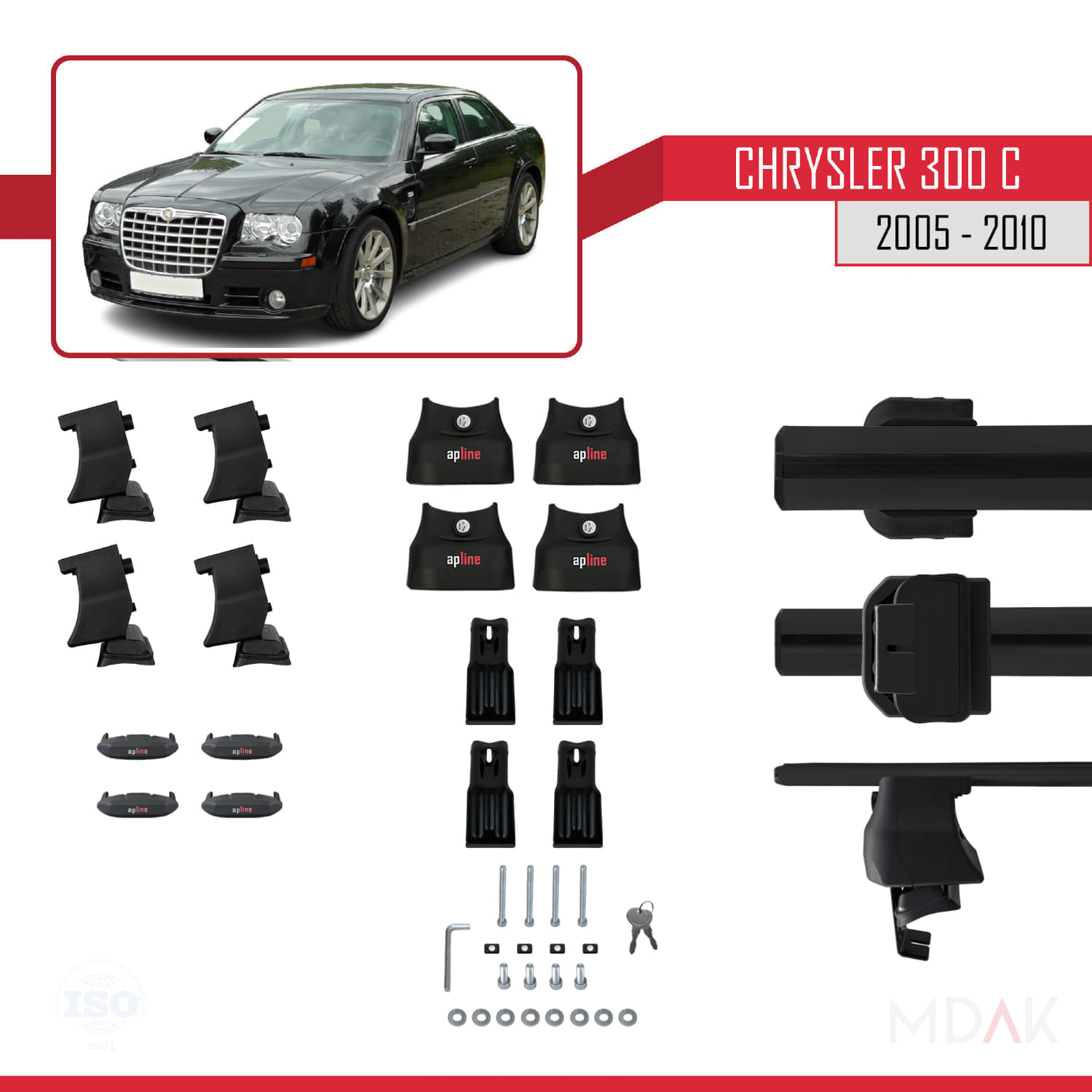 Chrysler 300 C 2005-2010 Arası ile Uyumlu ACE-4 Ara Atkı Tavan Barı Siyah 2 Adet - Görsel 5