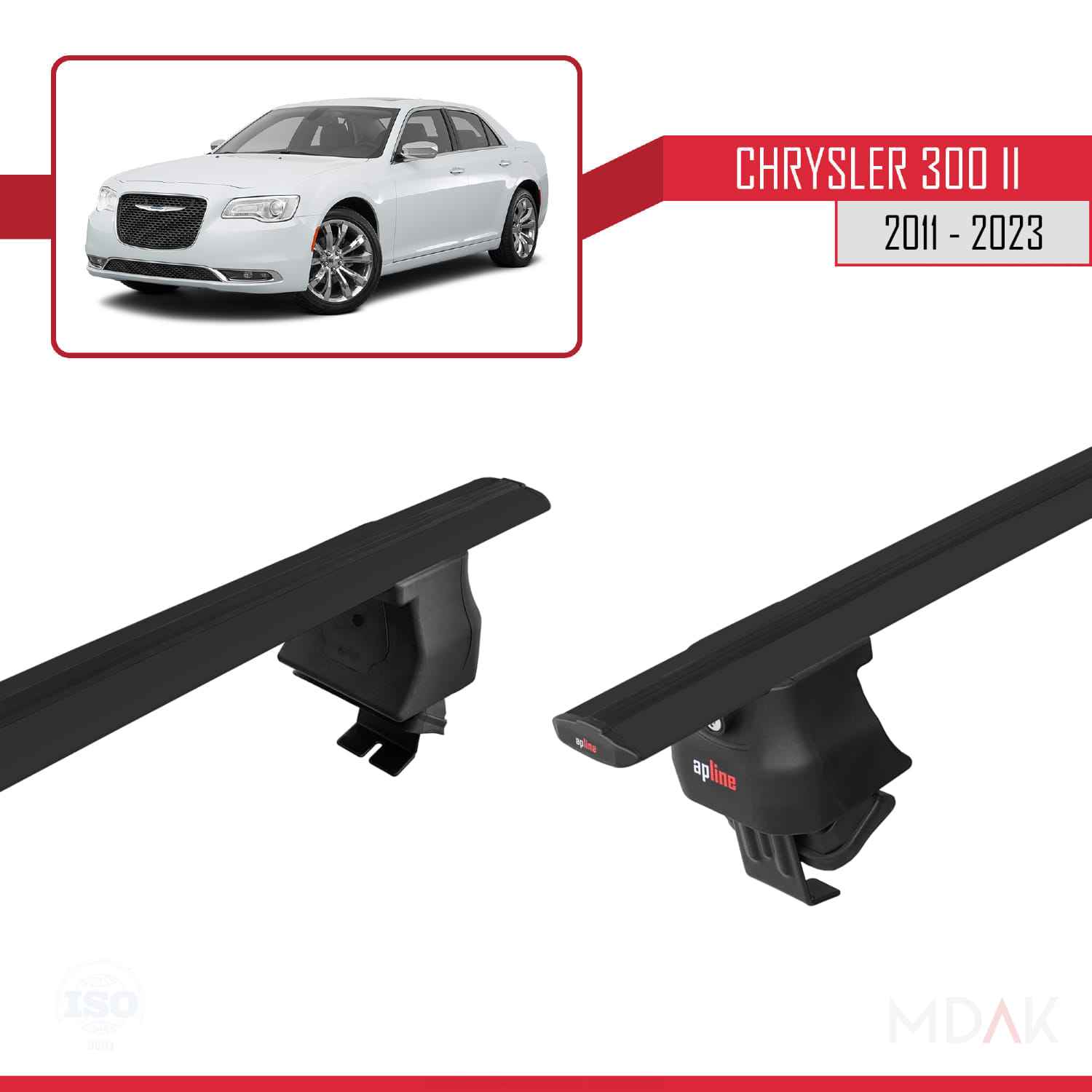 Chrysler 300 II (LD) 2011-2023 Arası ile Uyumlu ACE-4 Ara Atkı Tavan Barı Siyah 2 Adet - Görsel 4
