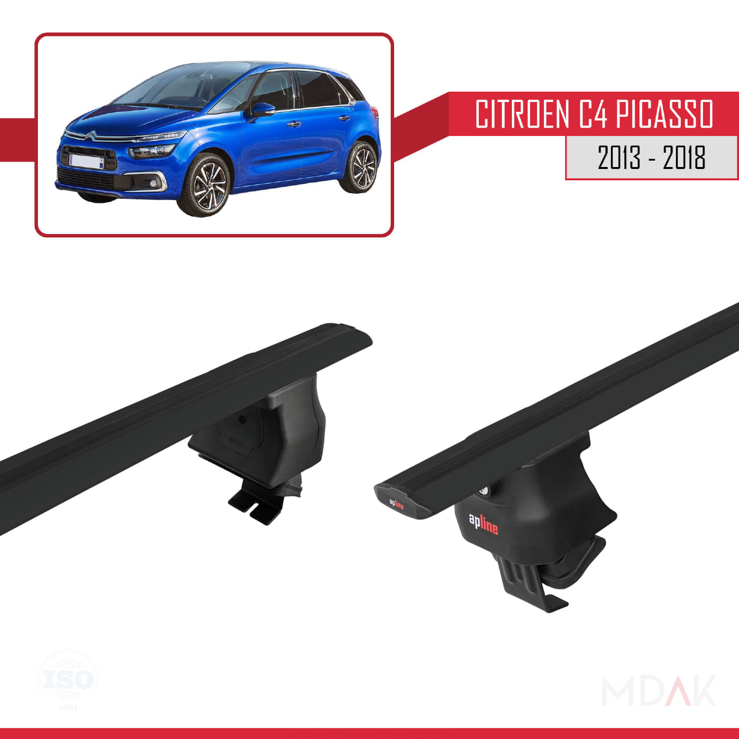 Citroen C4 Picasso 2 2013-2018 Arası ile Uyumlu ACE-4 Ara Atkı Tavan Barı Siyah 2 Adet - Görsel 4