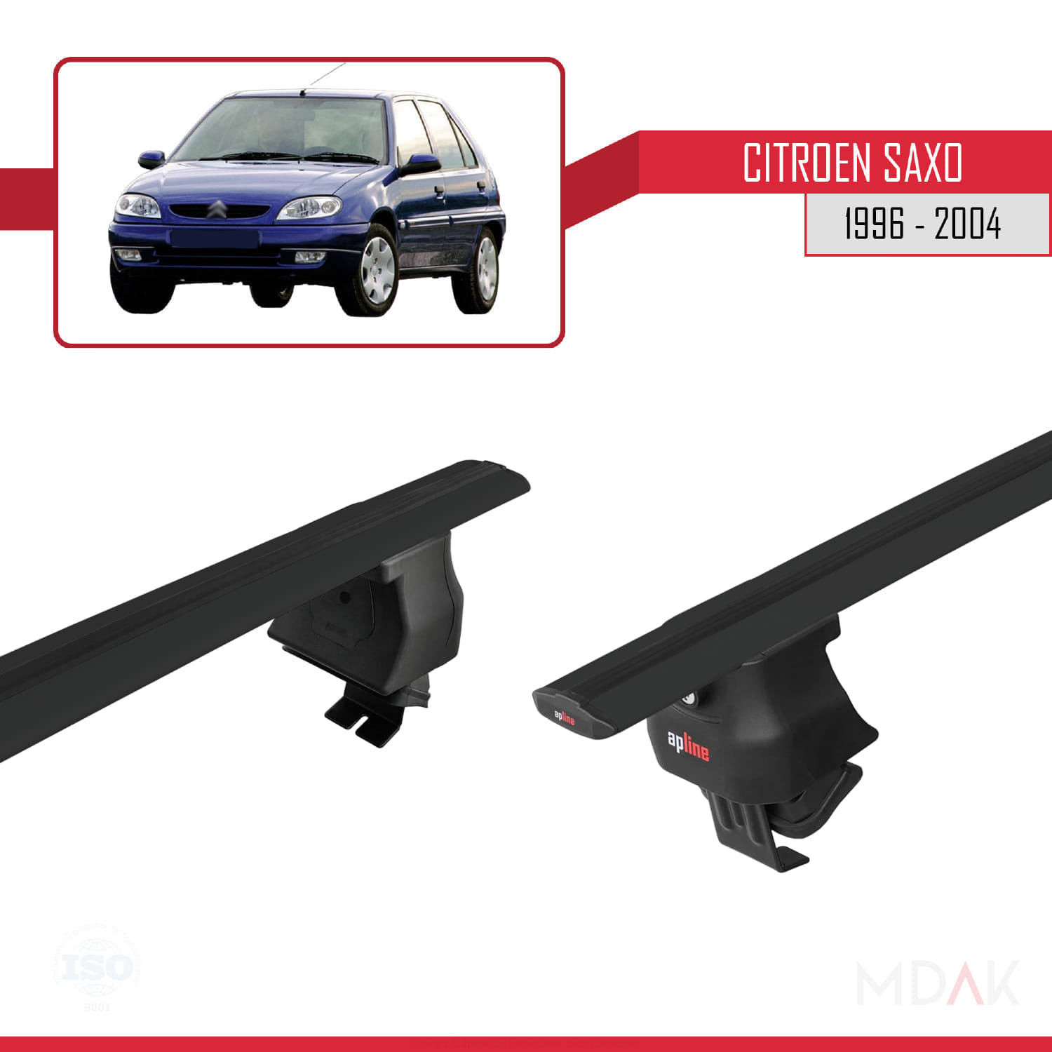 Citroen Saxo 1996-2004 Arası ile Uyumlu ACE-4 Ara Atkı Tavan Barı Siyah 2 Adet - Görsel 4