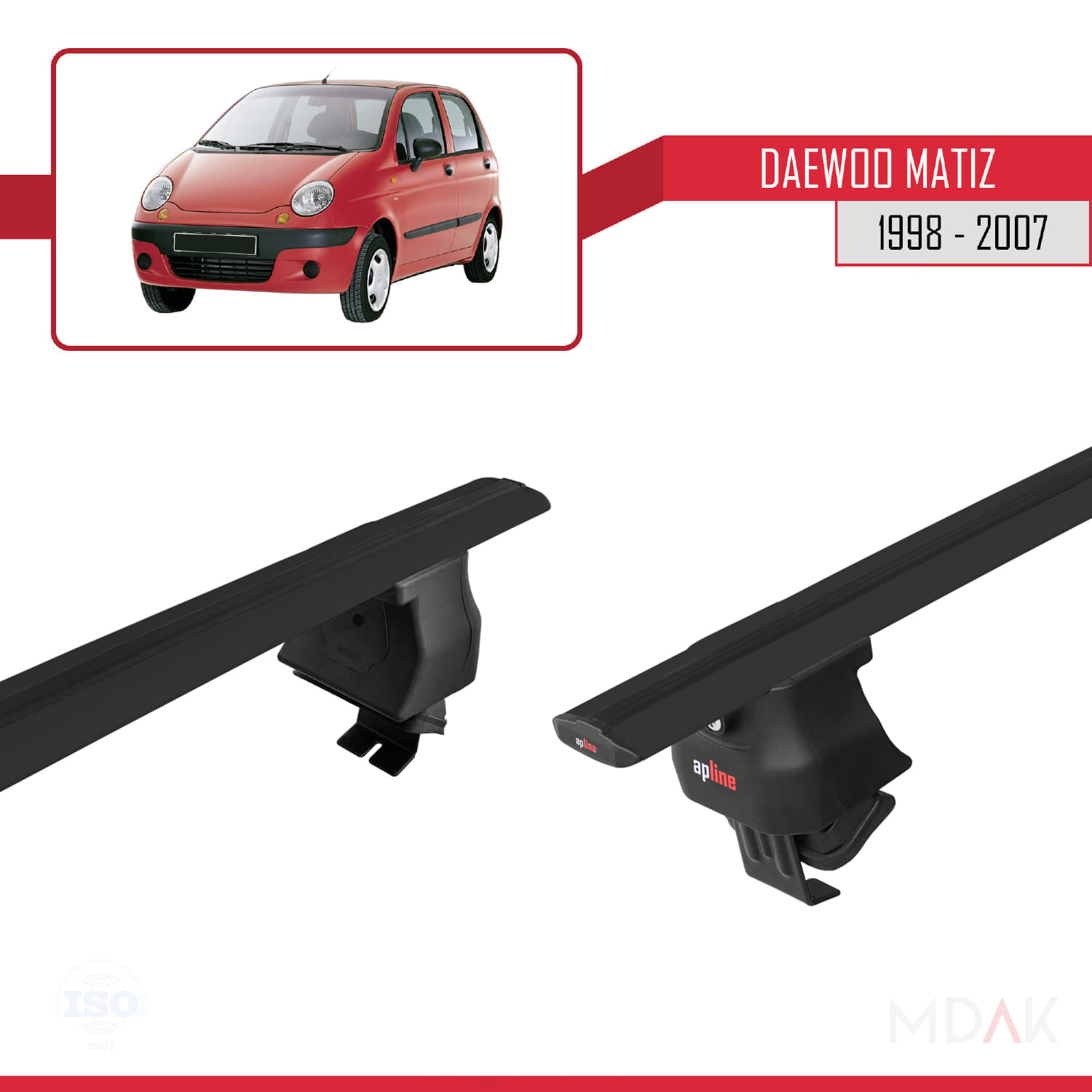 Daewoo Matiz 1998-2007 Arası ile Uyumlu ACE-4 Ara Atkı Tavan Barı Siyah 2 Adet - Görsel 4