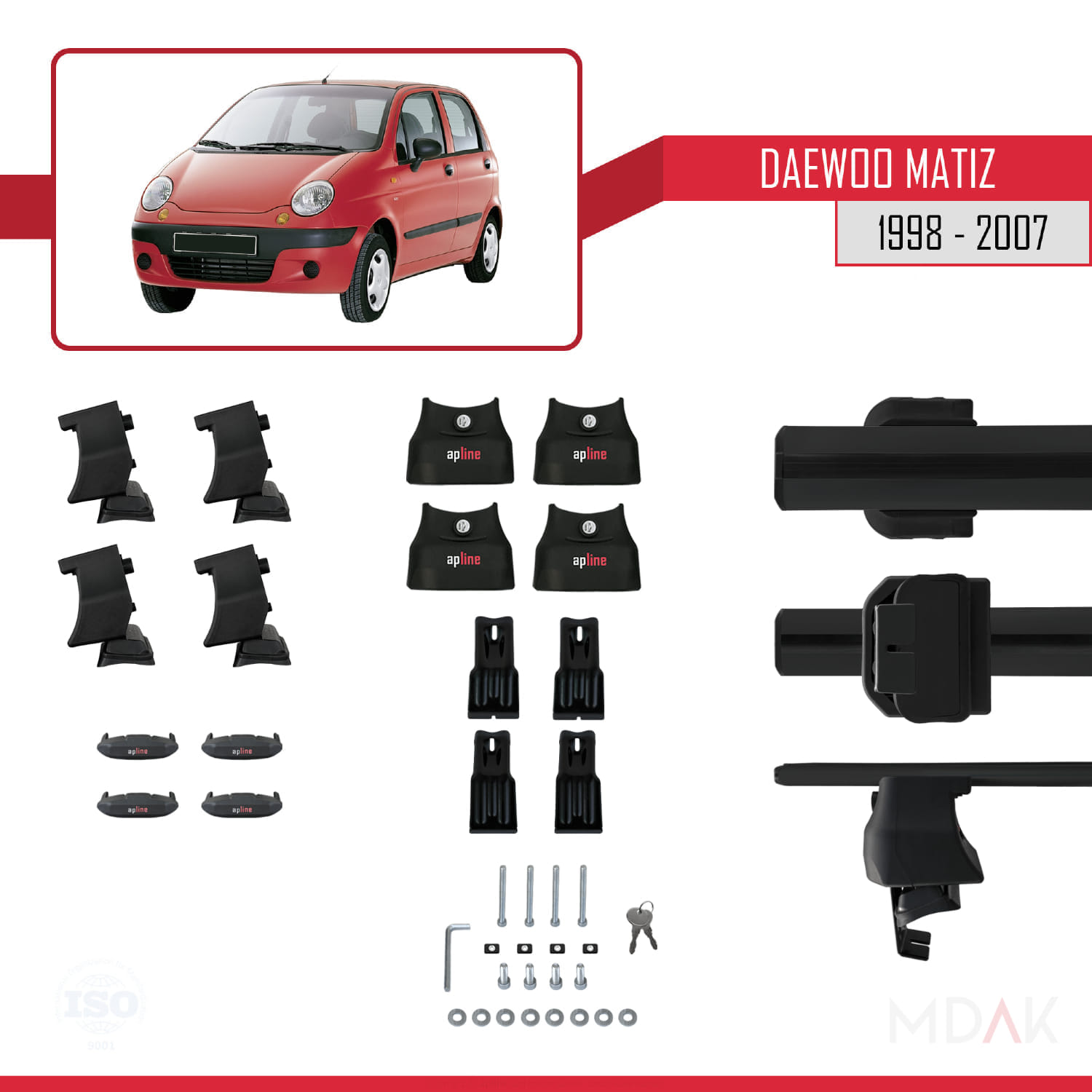 Daewoo Matiz 1998-2007 Arası ile Uyumlu ACE-4 Ara Atkı Tavan Barı Siyah 2 Adet - Görsel 5
