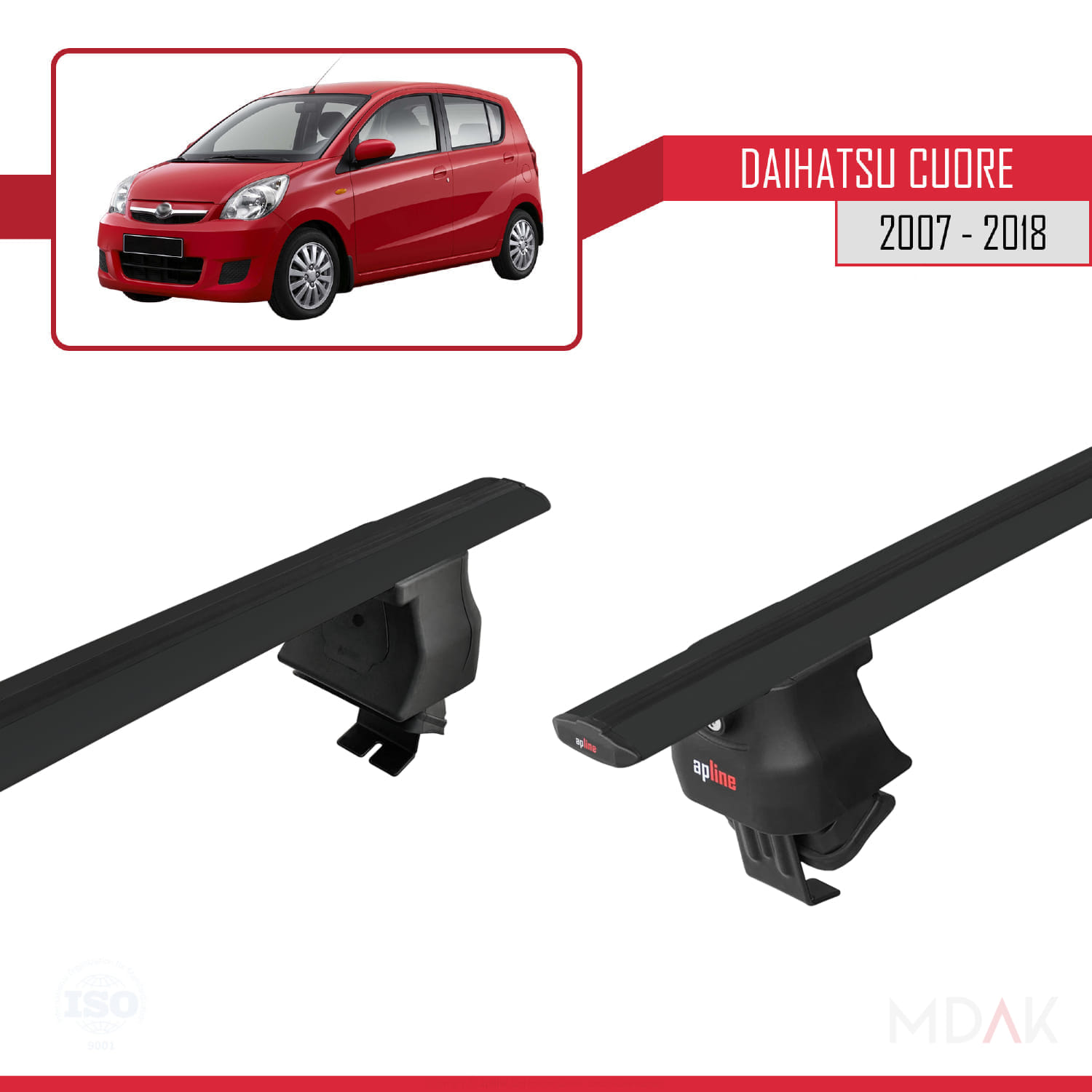 Daihatsu Cuore 2007-2018 Arası ile Uyumlu ACE-4 Ara Atkı Tavan Barı Siyah 2 Adet - Görsel 4