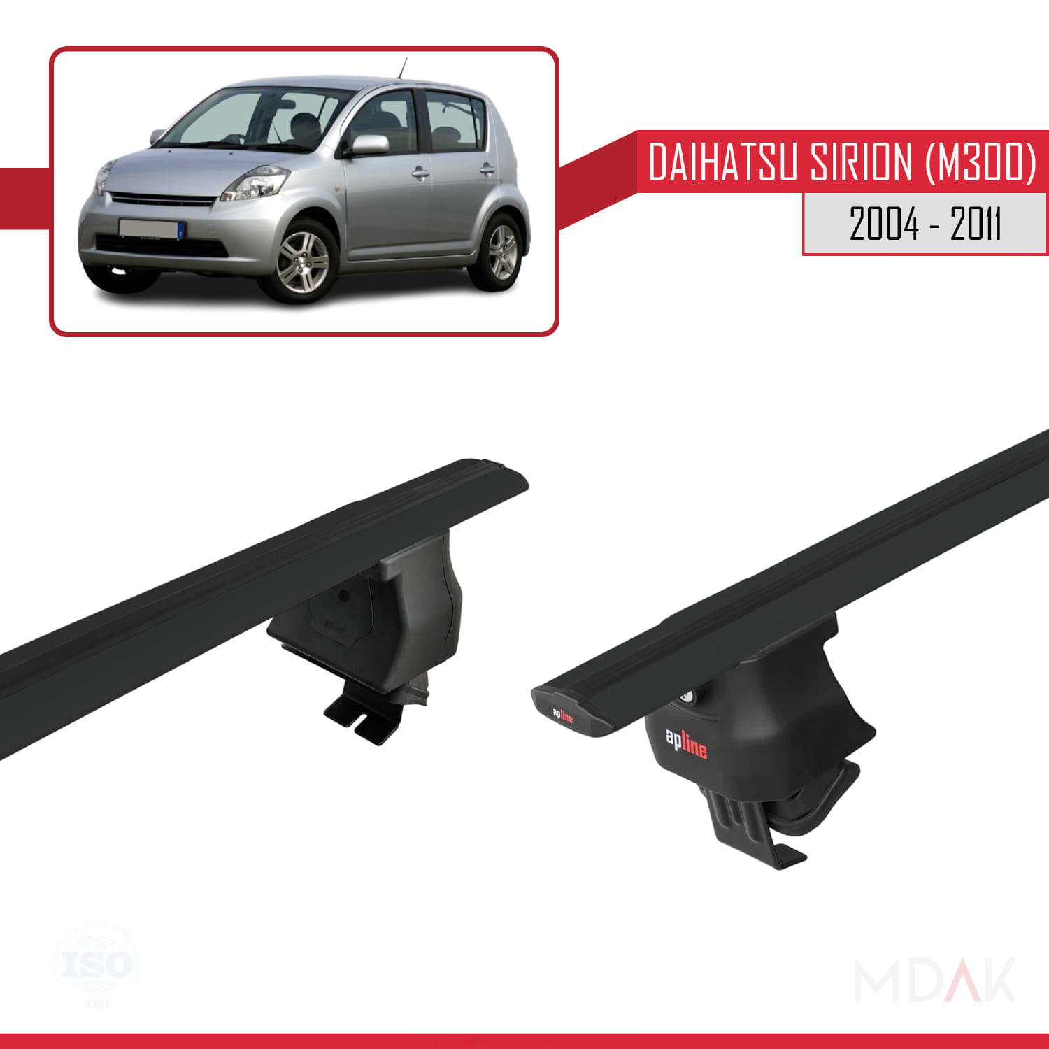 Daihatsu Sirion (M300) 2004-2011 Arası ile Uyumlu ACE-4 Ara Atkı Tavan Barı Siyah 2 Adet - Görsel 4