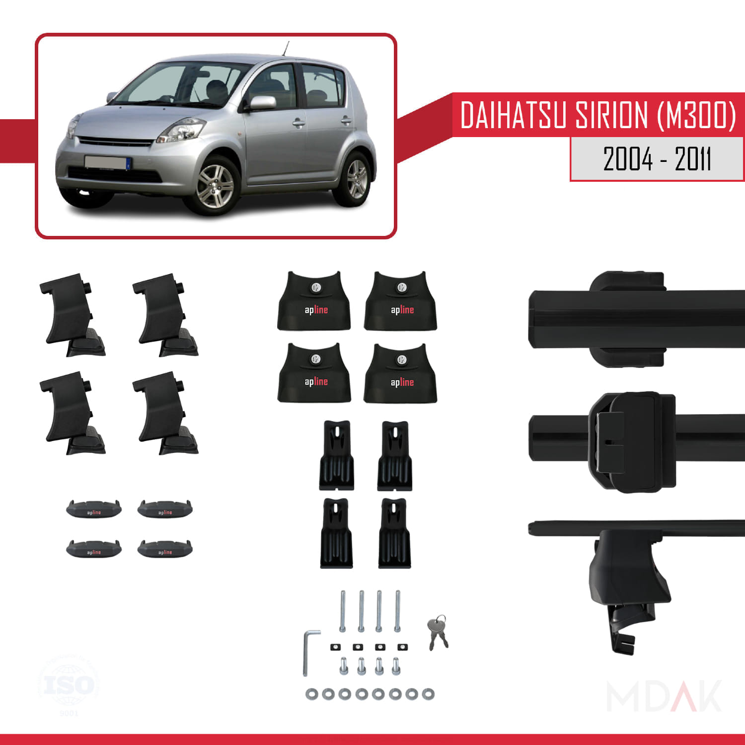 Daihatsu Sirion (M300) 2004-2011 Arası ile Uyumlu ACE-4 Ara Atkı Tavan Barı Siyah 2 Adet - Görsel 5