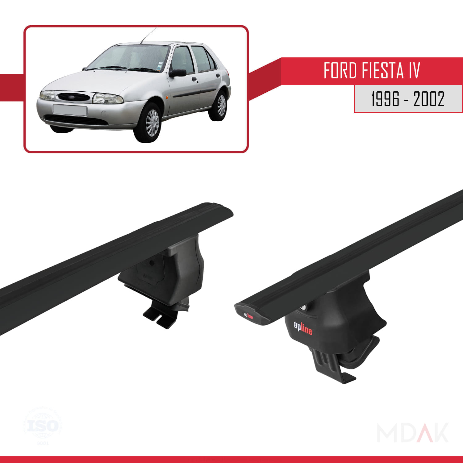Ford Fiesta 4 1996-2002 Arası ile Uyumlu ACE-4 Ara Atkı Tavan Barı Siyah 2 Adet - Görsel 4