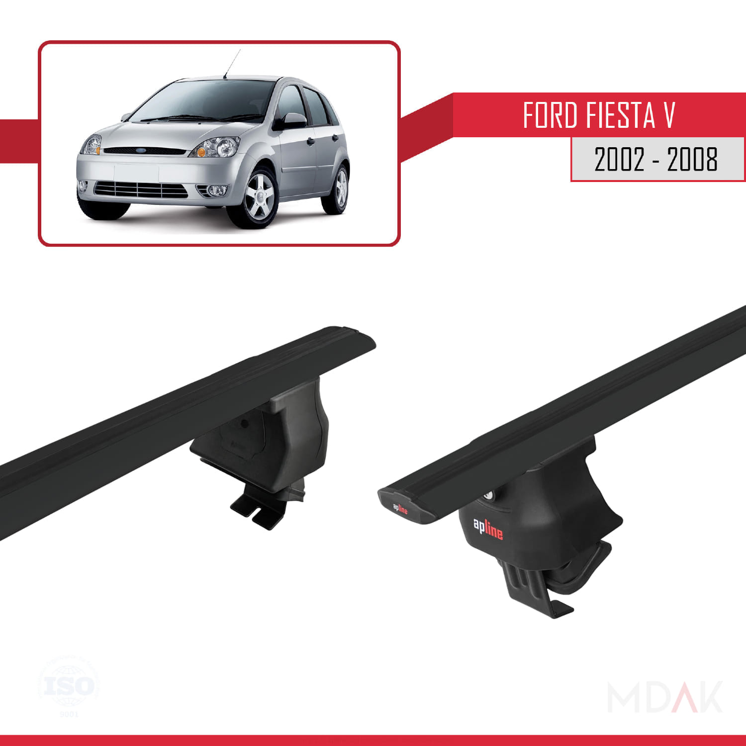 Ford Fiesta 5 2002-2008 Arası ile Uyumlu ACE-4 Ara Atkı Tavan Barı Siyah 2 Adet - Görsel 4