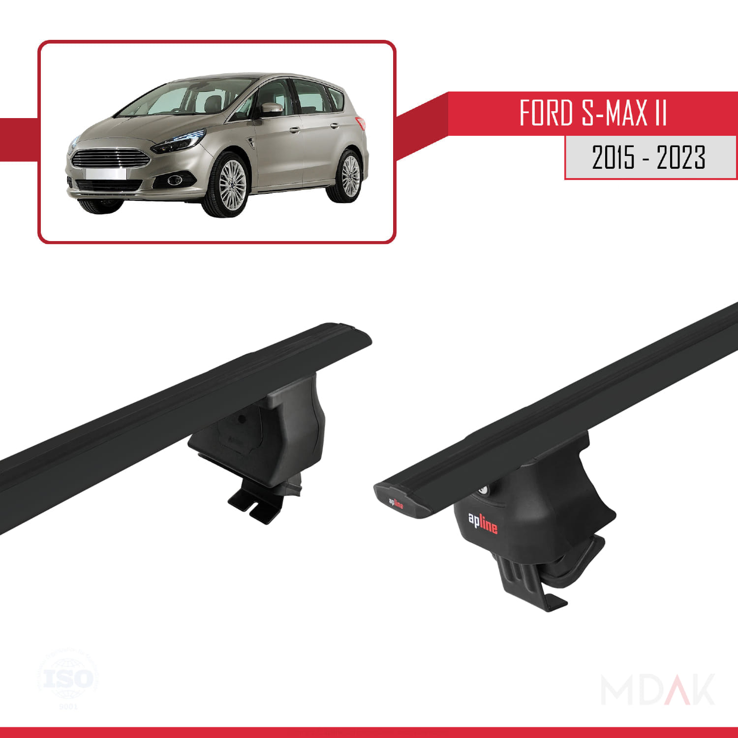 Ford S-Max 2 (CD539) 2015-2023 Arası ile Uyumlu ACE-4 Ara Atkı Tavan Barı Siyah 2 Adet - Görsel 4