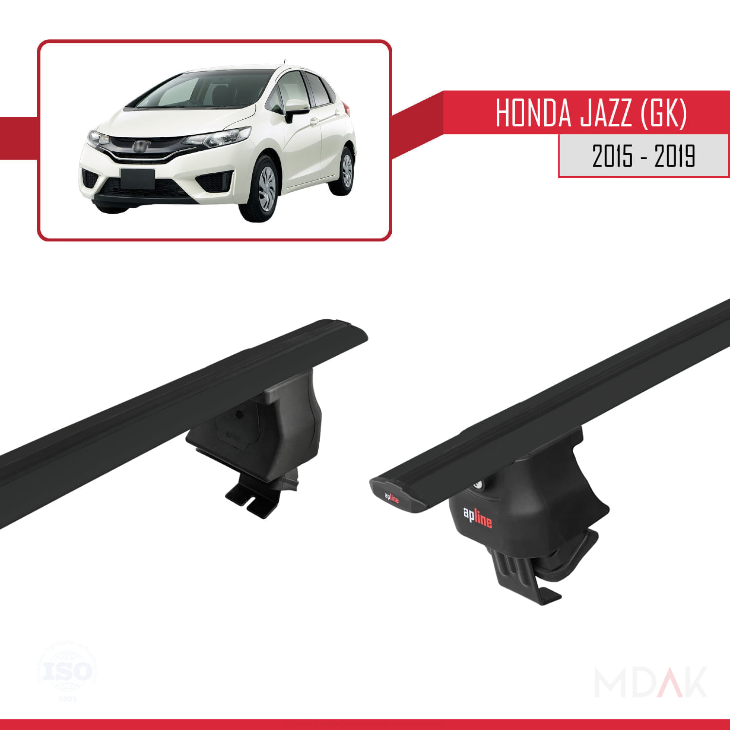 Honda Jazz 3 (GK) 2015-2019 Arası ile Uyumlu ACE-4 Ara Atkı Tavan Barı Siyah 2 Adet - Görsel 4