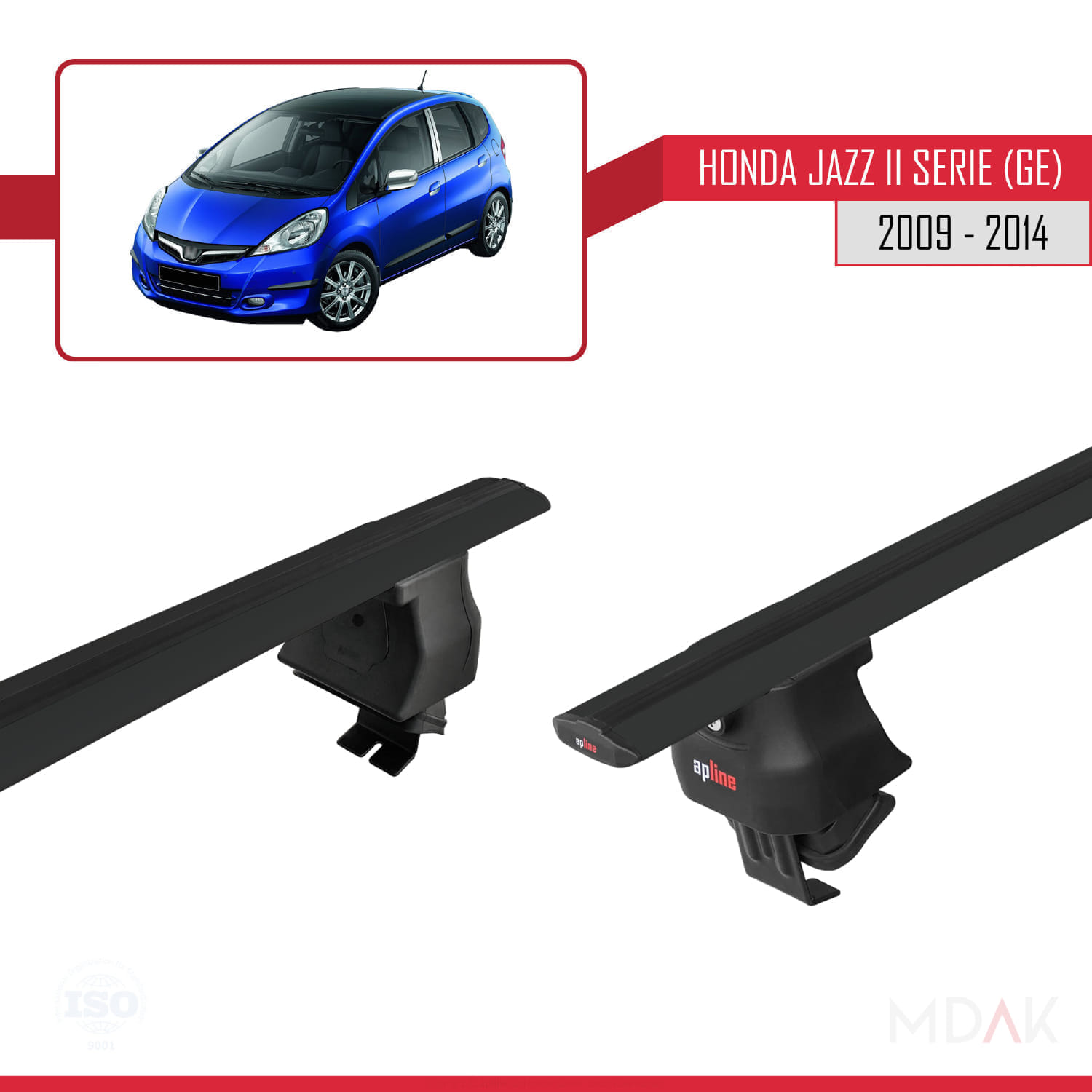 Honda Jazz 2 (GE) 2009-2014 Arası ile Uyumlu ACE-4 Ara Atkı Tavan Barı Siyah 2 Adet - Görsel 4