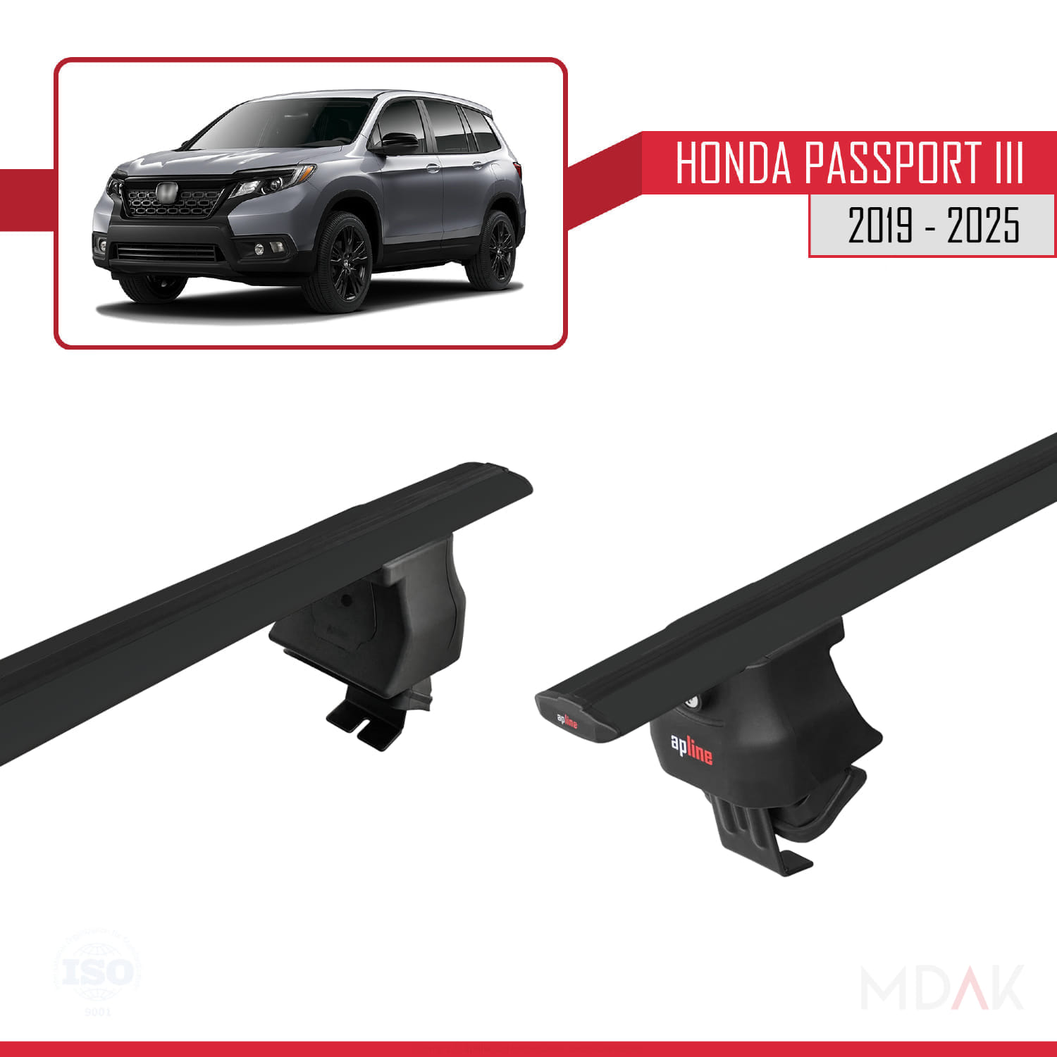 Honda Passport 3 (YF7/8) 2019 ve Sonrası ile Uyumlu ACE-4 Ara Atkı Tavan Barı Siyah 2 Adet - Görsel 4