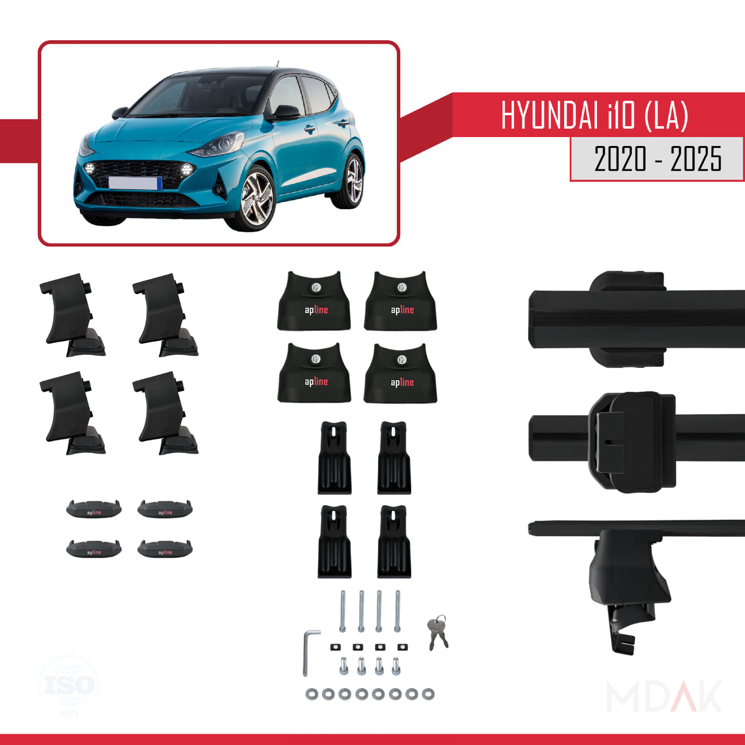 Hyundai i10 III (AC3) 2020 ve Sonrası ile Uyumlu ACE-4 Ara Atkı Tavan Barı Siyah 2 Adet - Görsel 5
